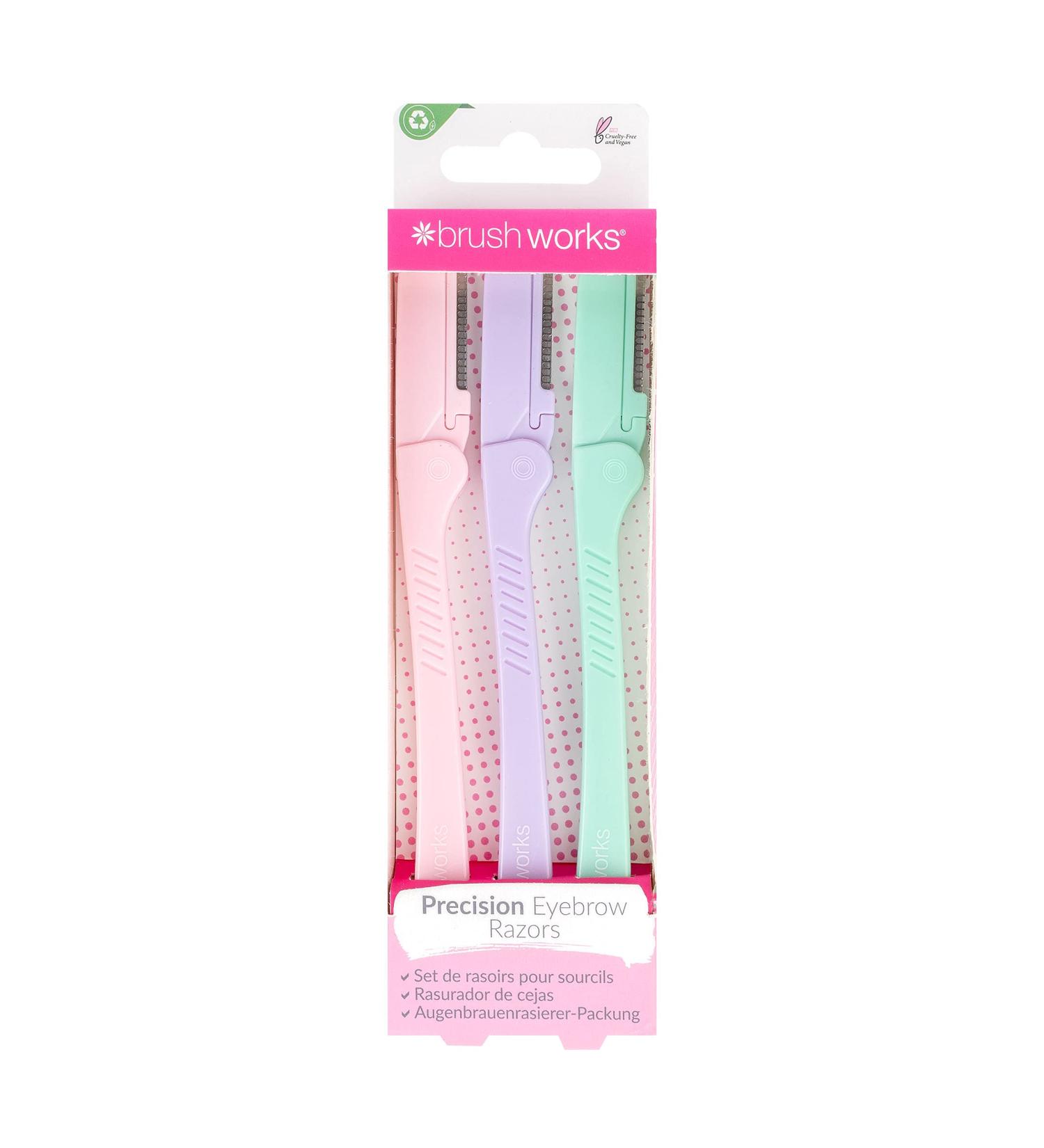 Brushworks Precision Eyebrow Razors - Pack of 3 in Pastel Colors | International Shipping Available - Buy Online on SooperMarket.com