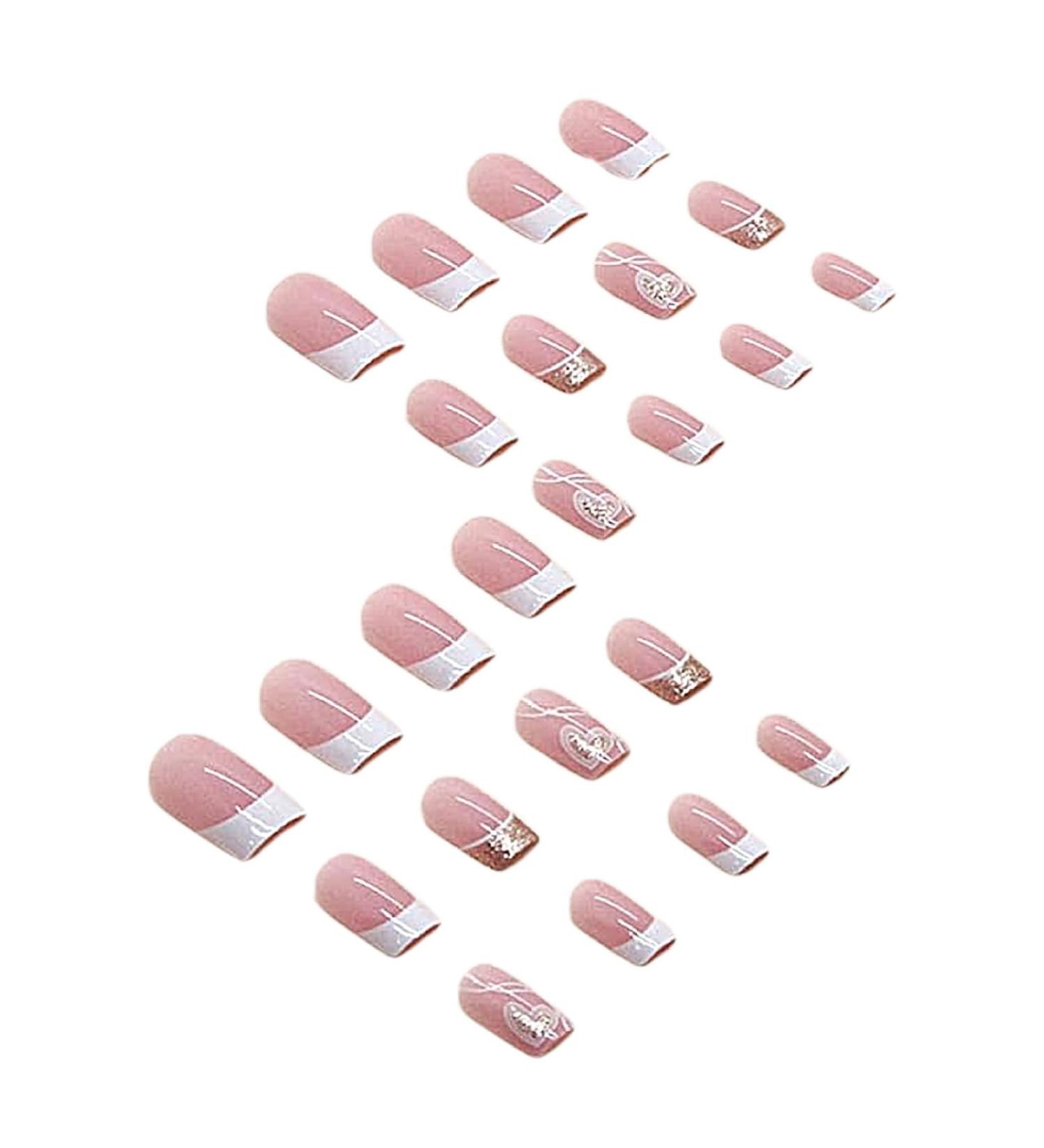 1 Set Press on Nails French Square Fake Nails Full Cover Short Press on Nails Reusable Short Nails Press on Cute Press on Nails Set for Women Home - Buy Online on SooperMarket.com