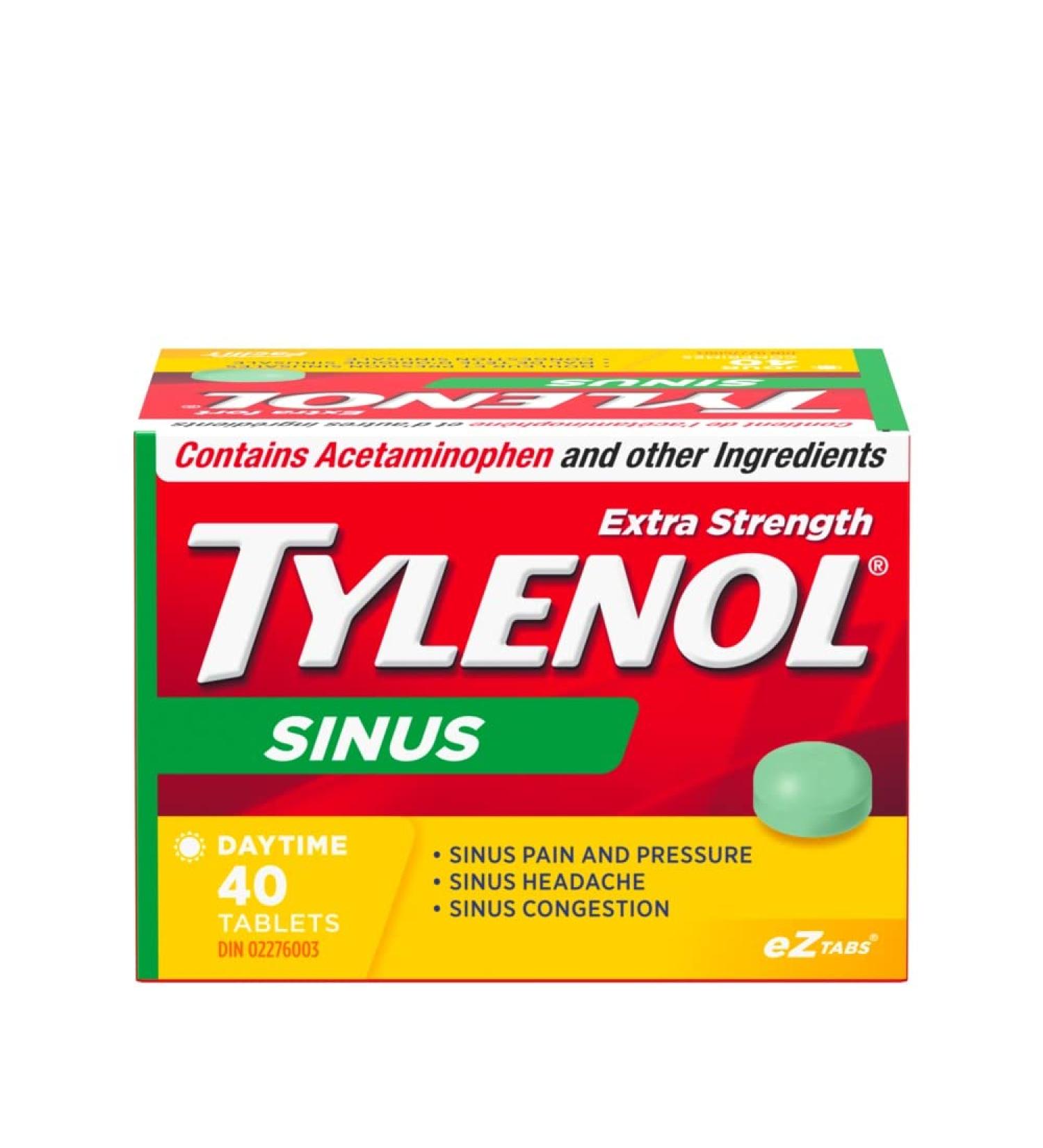TYLENOL Extra Strength Sinus eZ Tabs Relieves Sinus congestion and other sinus Symptoms Daytime 40ct - Buy Online on SooperMarket.com