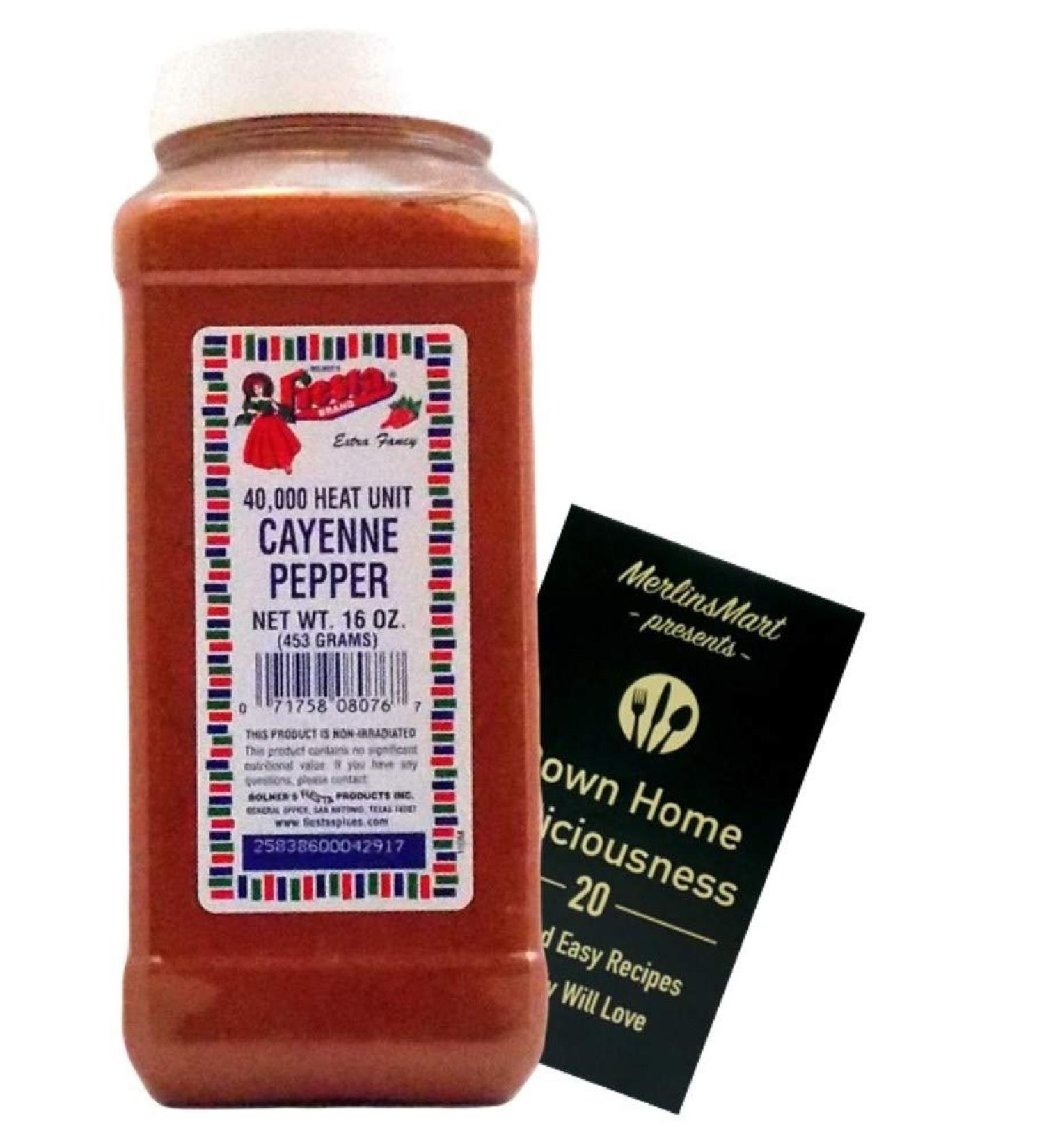 Bolner's Fiesta Extra Fancy Cayenne Pepper (40,000 H.U.) Bundle with Recipe Booklet - 16 Ounces - Buy Online on SooperMarket.com