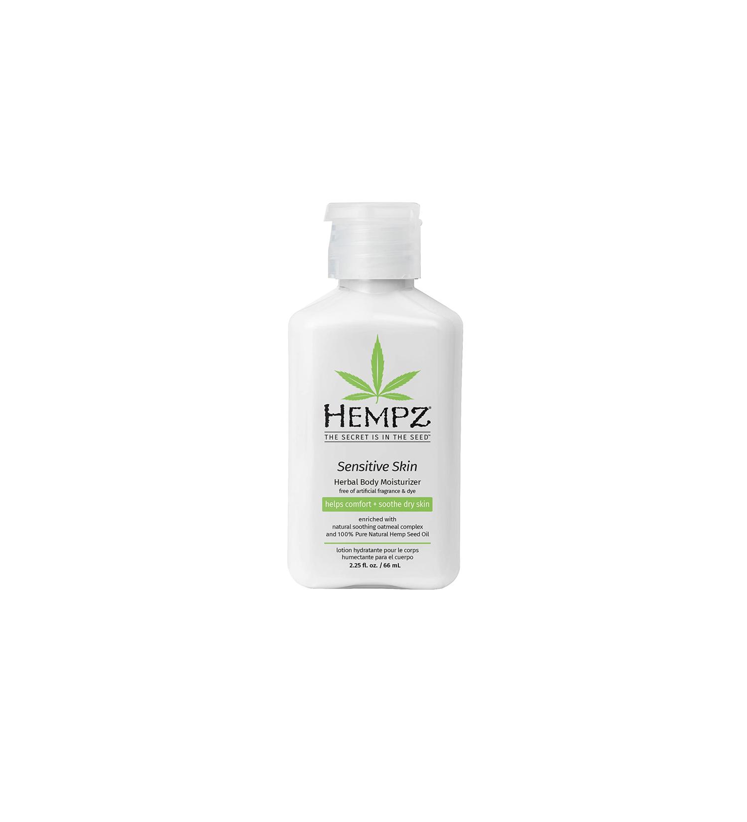 Hempz Sensitive Skin Herbal Body Moisturizer 2.25 oz - Soothing Lotion for Women and Men - With Oatmeal, Shea Butter, Hemp Seed, Cocoa Seed, Mango Seed - For Dry Skin - Buy Online on SooperMarket.com