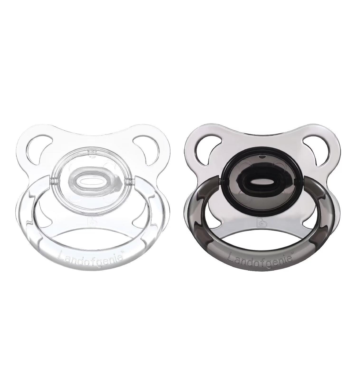 Landofgenie Adult Pacifier - Big Sucker Sign 2-Pack Transparent Design Black & White - Unique Gift for Grown-Ups - Buy Online on SooperMarket.com