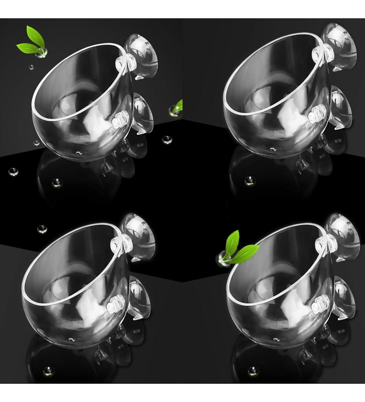 Capetsma Crystal Glass Water Plant Pot for Aquariums - 4 Pack with Suction Cups | Perfect for Red Shrimp & Living Plants | Elegant Aquarium Decoration - Buy Online on SooperMarket.com