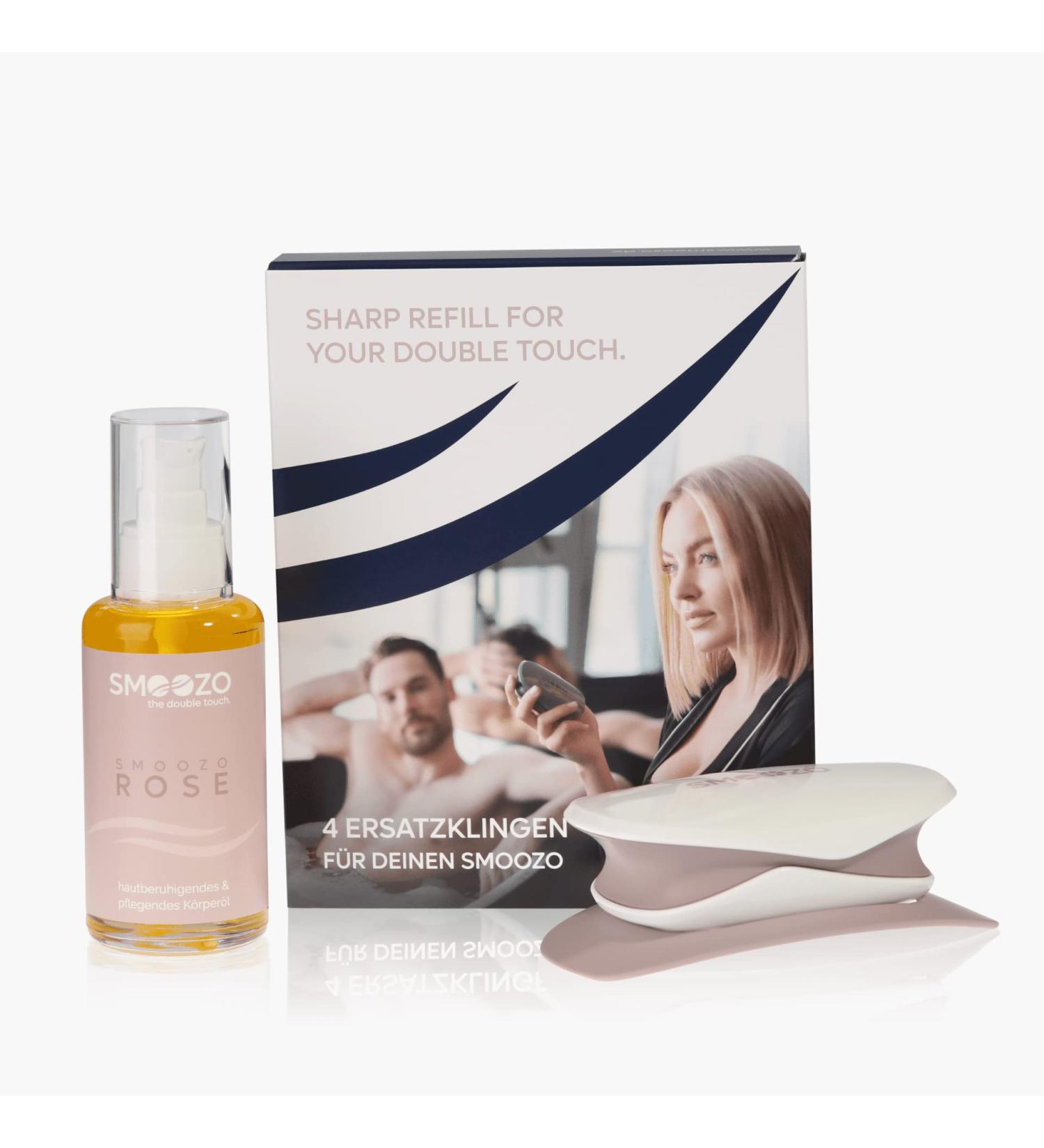 SMOOZO Bundle Body Razor Delicate Ros - Includes Design Tray Ros Care Oil & 4-Pack Replacement Blades - International Shipping Available - Buy Online on SooperMarket.com