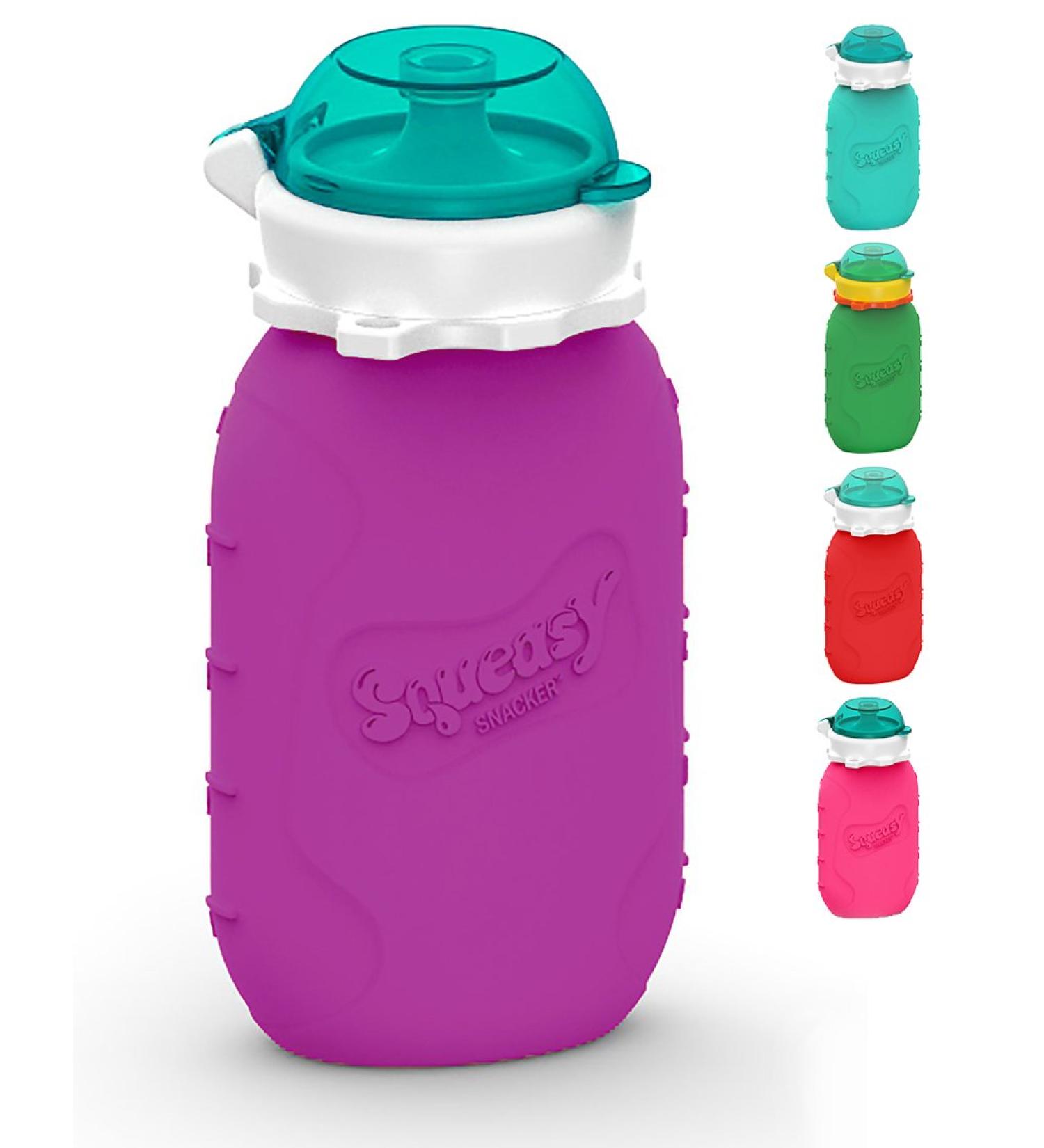 Squeasy Gear Squeasy Snacker 6 Oz - Purple | Reusable Silicone Squeeze Snack Pouch for Kids | Eco-Friendly & BPA-Free - Buy Online on SooperMarket.com