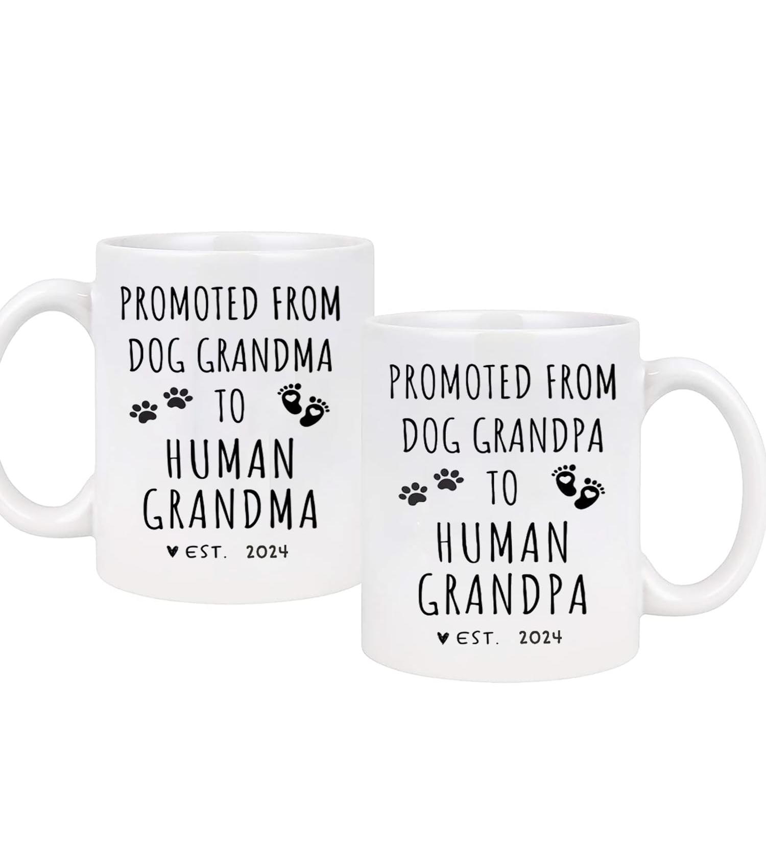 Promoted from Dog Grandparents to Human Grandparents 2024 Coffee Mug Pregnancy Announcement New Grandpa and Grandma Gift Baby Announcement Coffee Mugs - Buy Online on SooperMarket.com