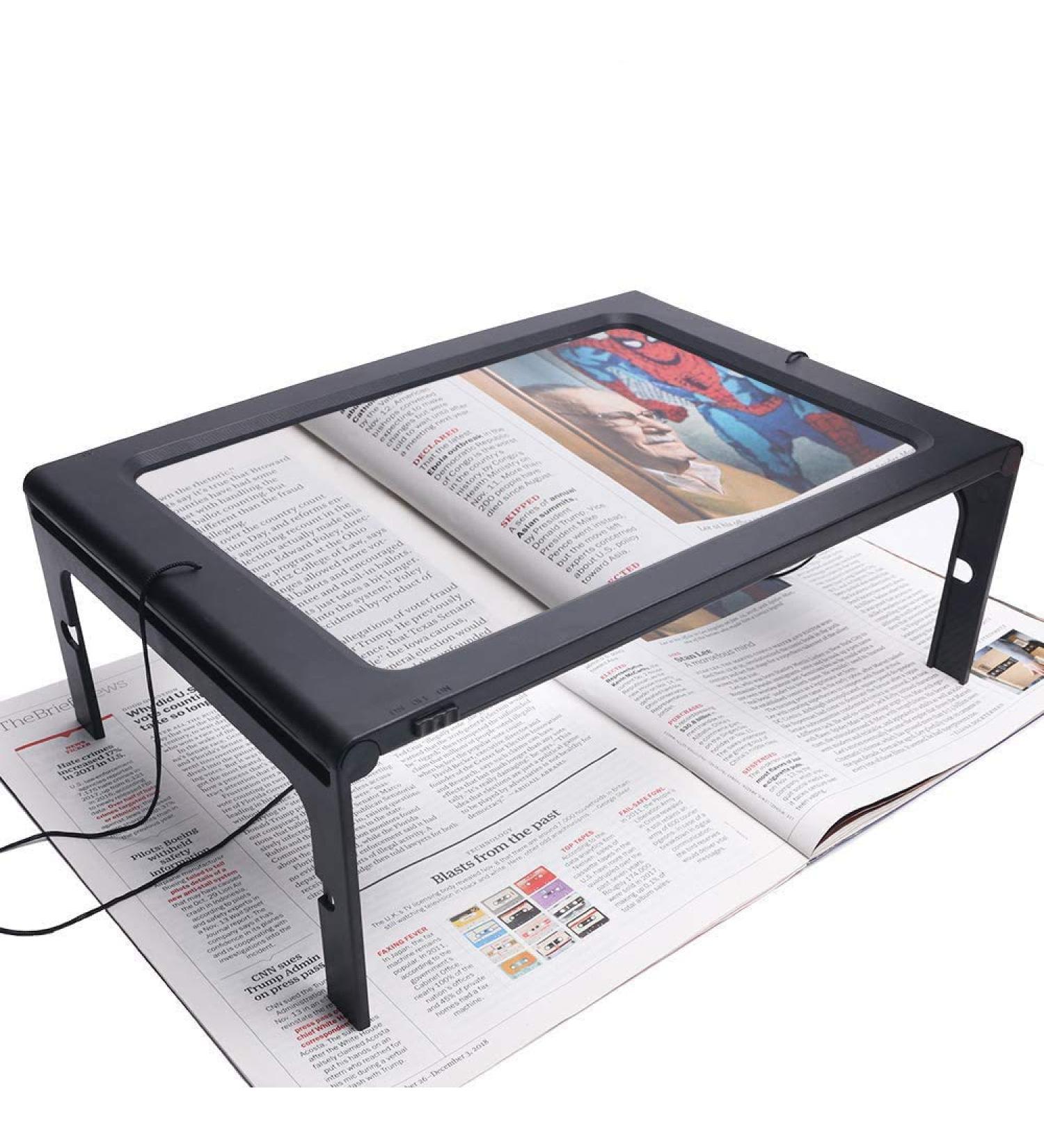A4 Full-Page Rectangular 2.5X Magnifier Large Hands-Free Magnifying Glass LED Lighted Illuminated Foldable Desktop Portable for Elder Kids - Buy Online on SooperMarket.com