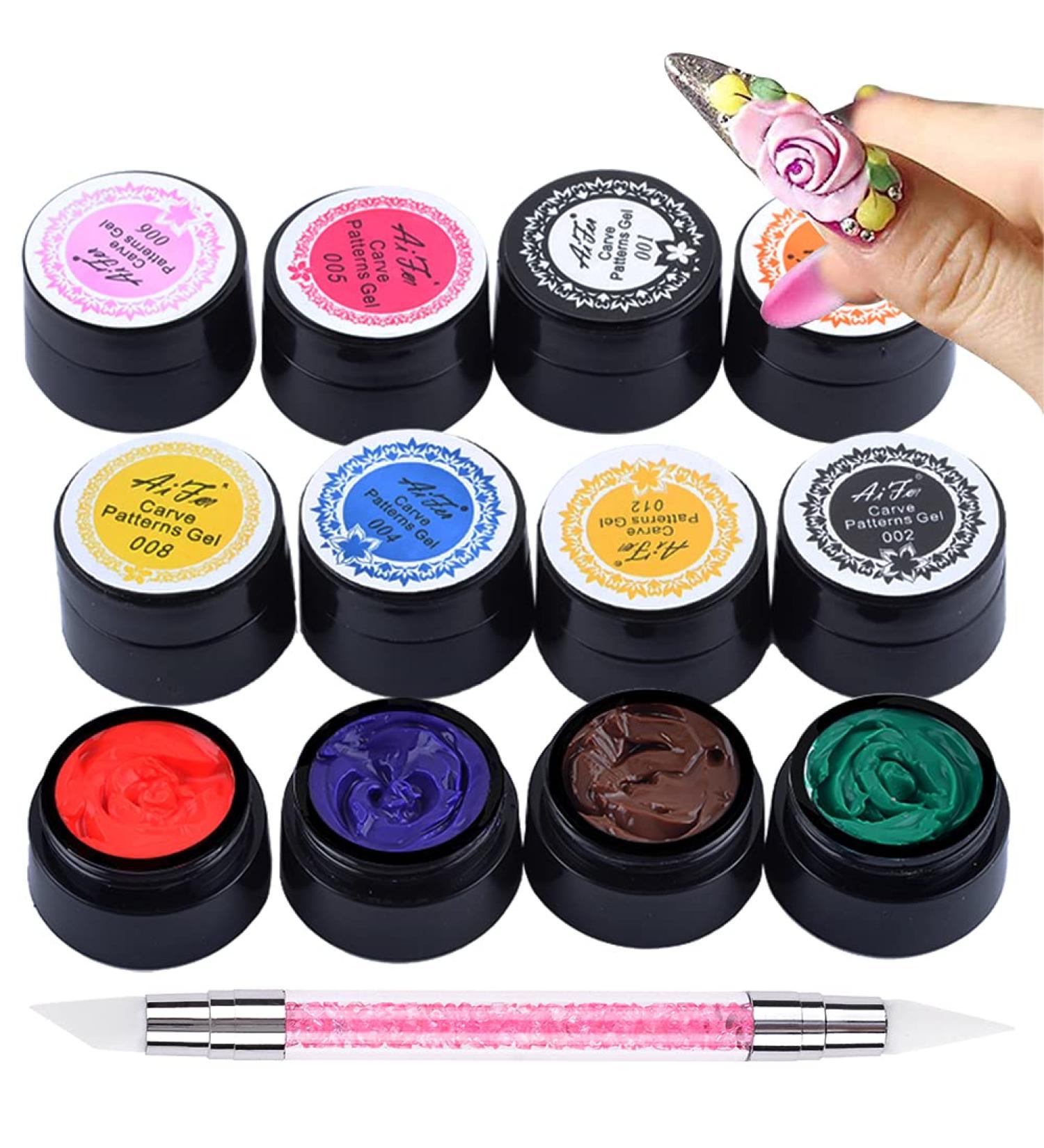 BAIYIYI 12 Color Sculpture Gel Kit for Nail Art Decoration - Creative DIY Carving Gels in Various Colors for 3D Design and Modeling - Buy Online on SooperMarket.com
