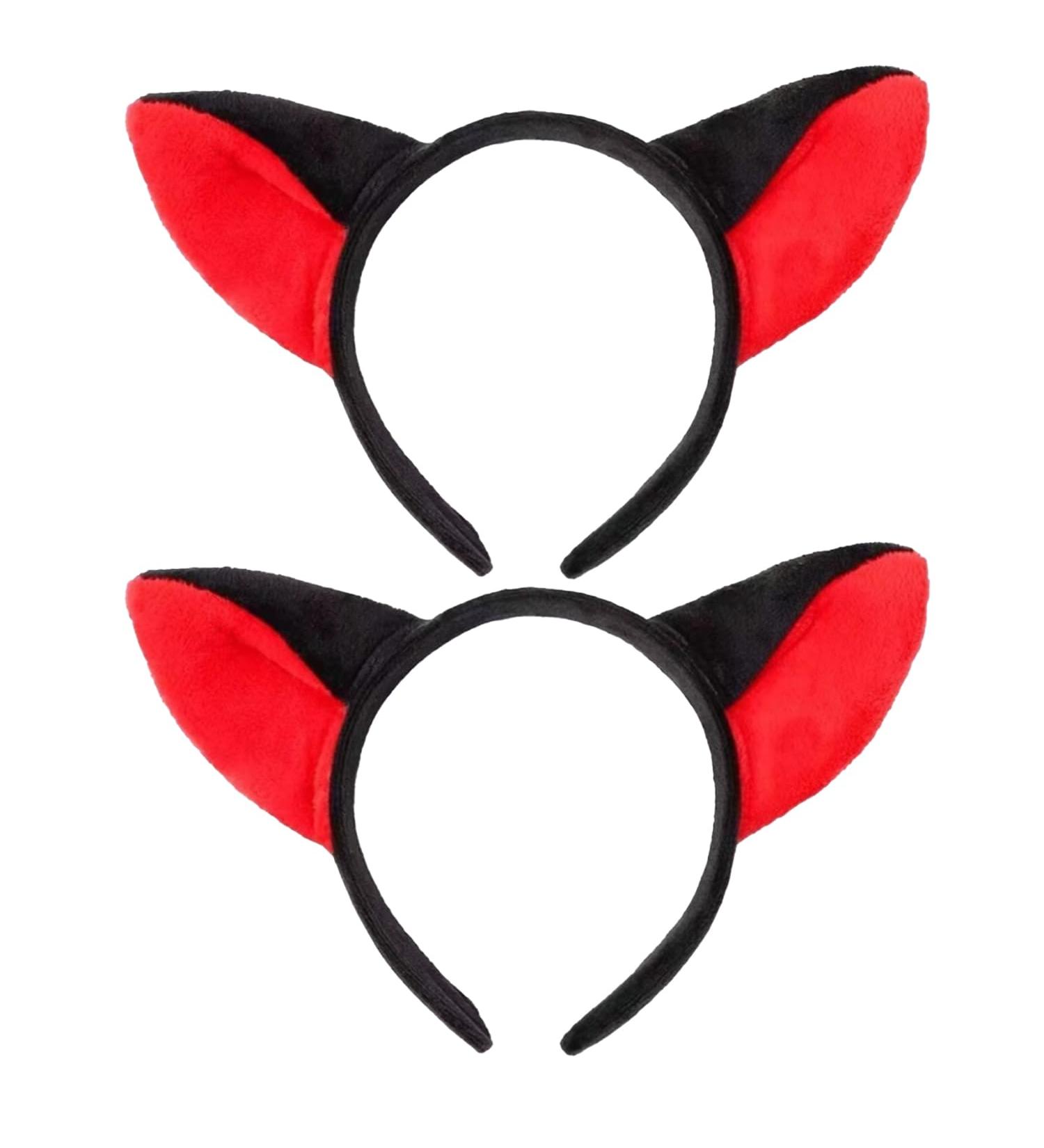 Bohue 2 Pieces Fox Ears Headband Cartoon Fox Halloween Hair Hoops Plush Animal Ears and Horns Headband Halloween Costumes Cosplay Party for Girls Boys (Black) - Buy Online on SooperMarket.com