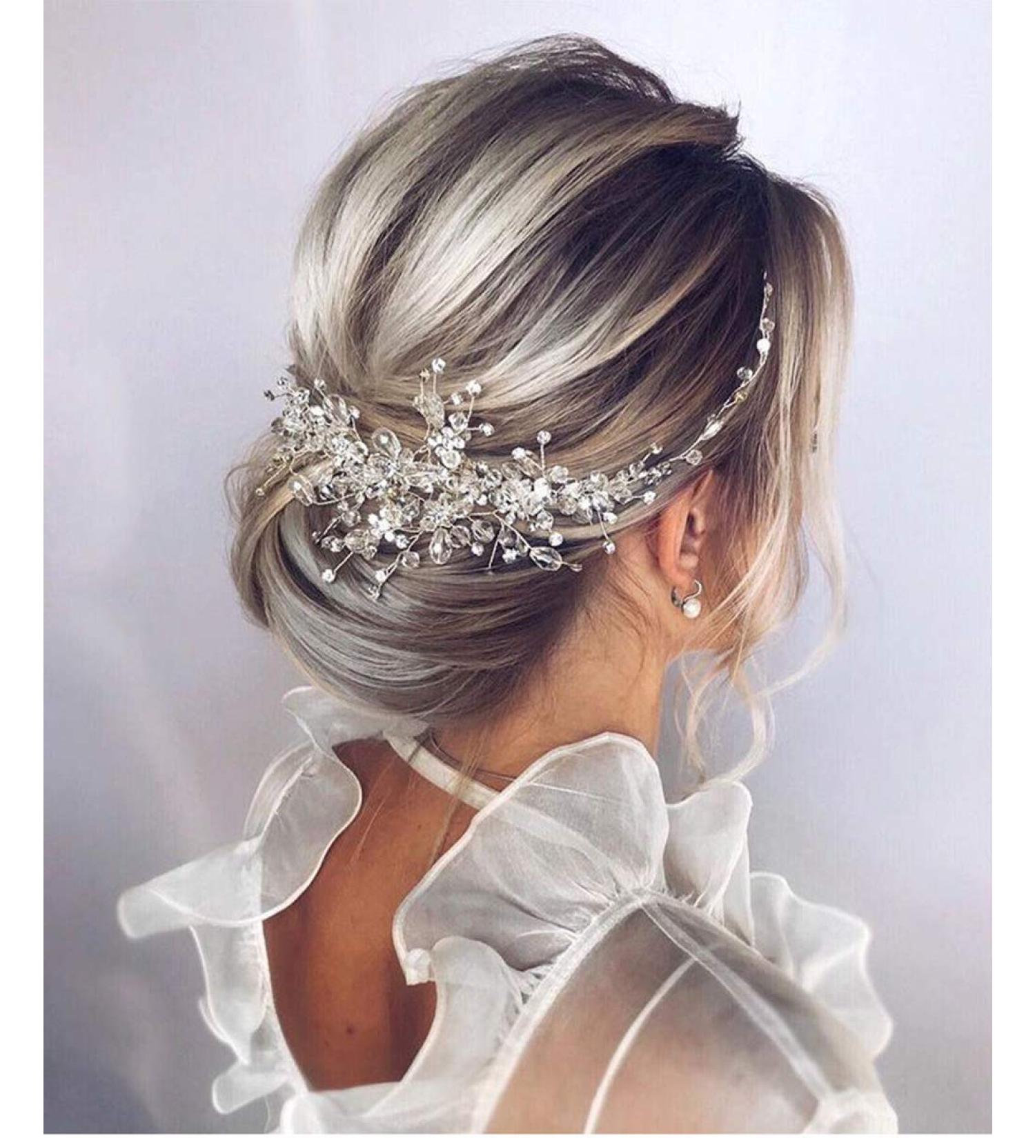 Denifery Crystal Bridal Headband - Wedding Hair Piece & Accessories (Silver) - Buy Online on SooperMarket.com