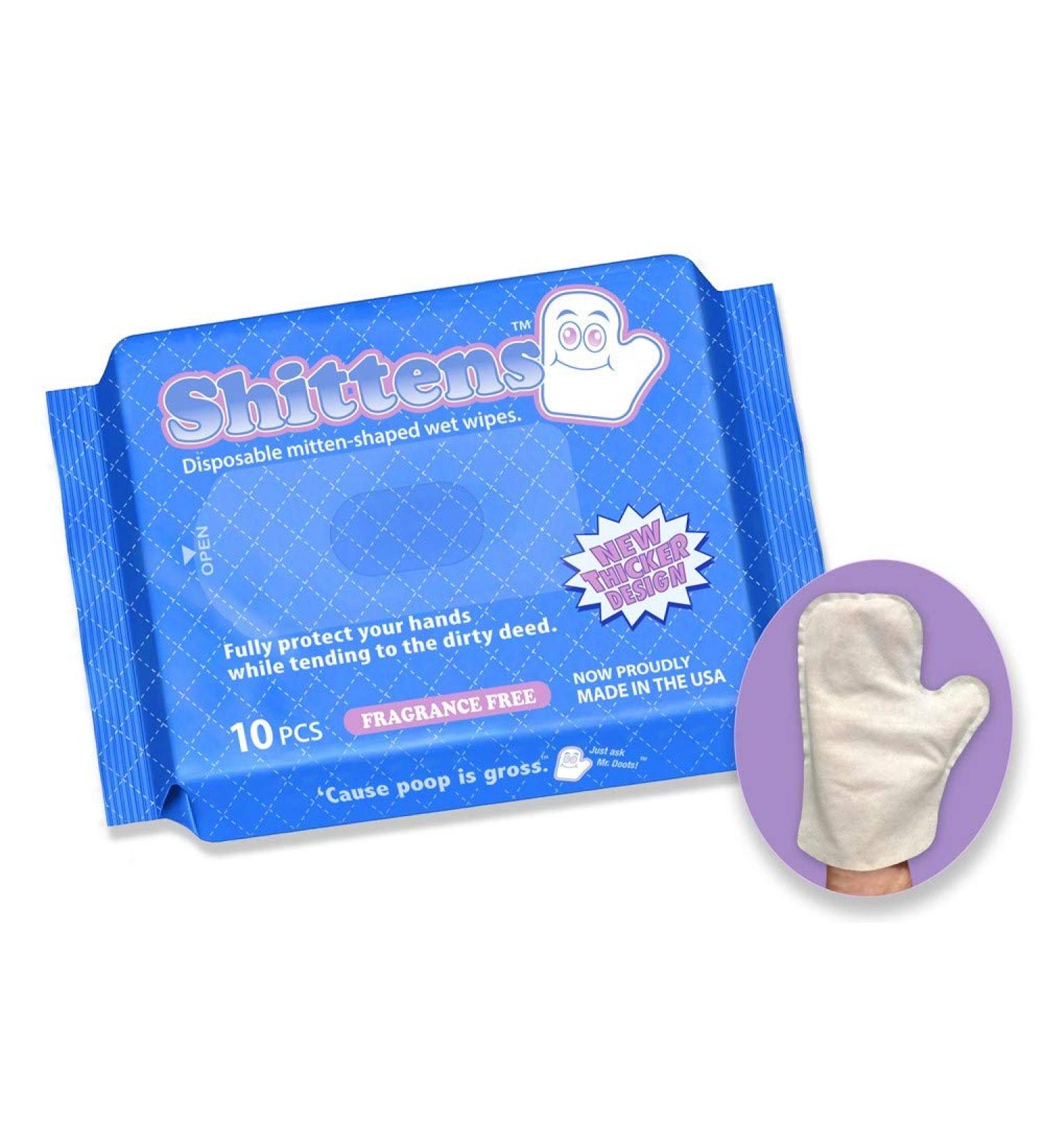 Shittens Disposable Mitten-Shaped Wet Wipes 10 Count - Pack of 1 | Convenient and Hygienic Cleaning Solution - Buy Online on SooperMarket.com