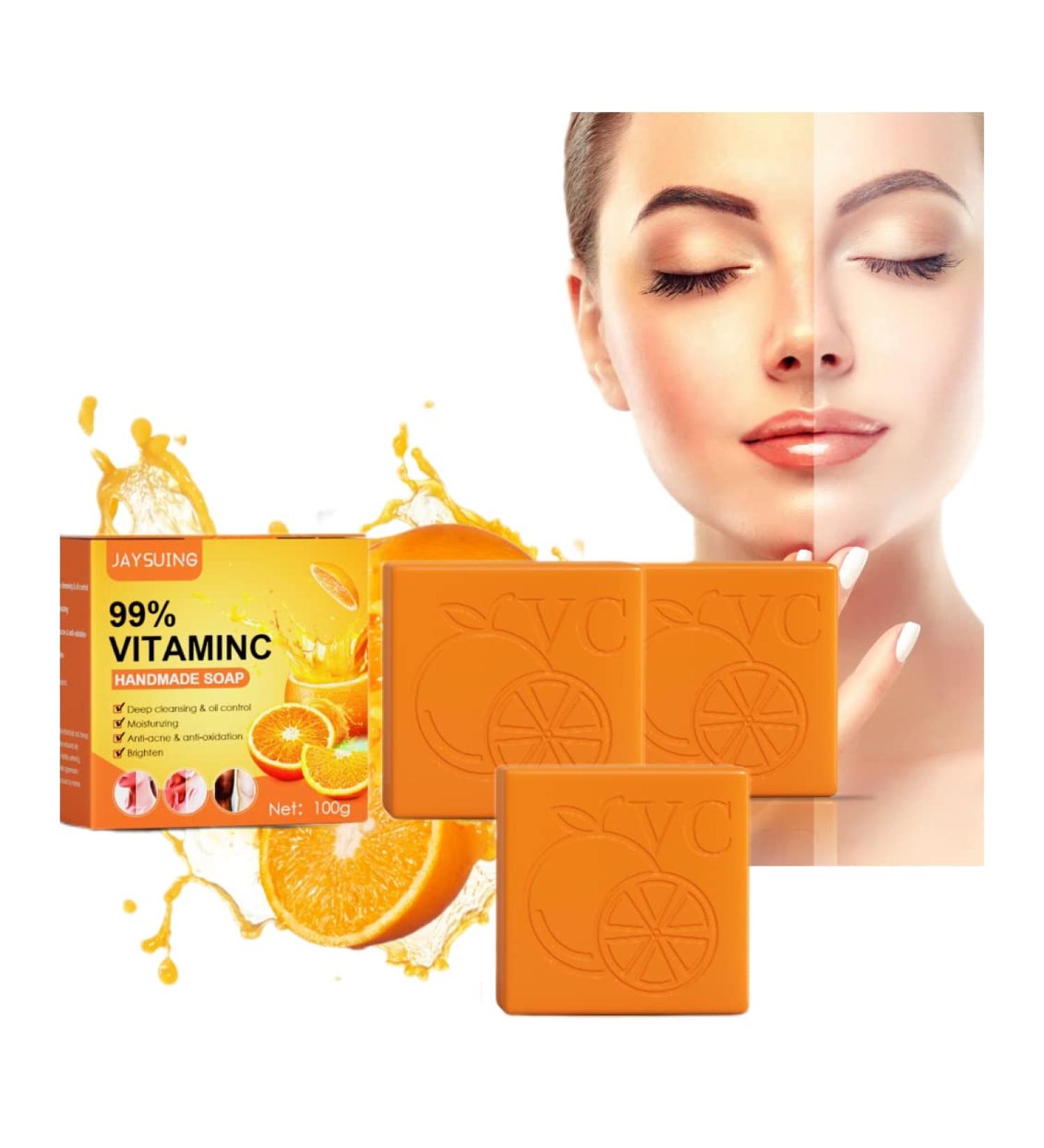 TMEEIHNSS 3PCS Vitamin C Soap Set - Handmade Orange Organic Soap for Face & Body - Buy Online on SooperMarket.com