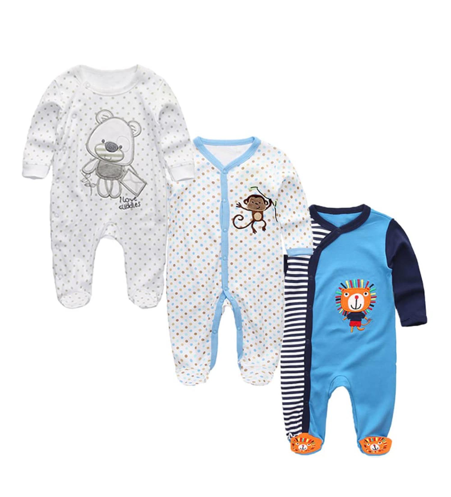 MAMIMAKA Baby Rompers Pajamas Cotton Jumpsuit Set - 3-6 Months (Three Pieces) - Buy Online on SooperMarket.com