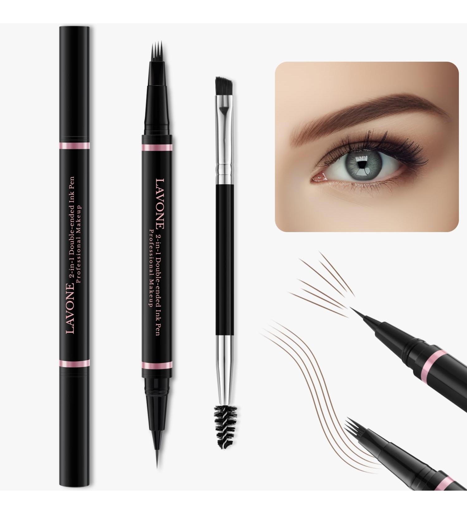 Shop 2-in-1 Waterproof Eyebrow Pencil - Ultra-Precise Dark Brown Eyebrow Makeup with Dual-Ended Brush | International Shipping Available - Buy Online on SooperMarket.com