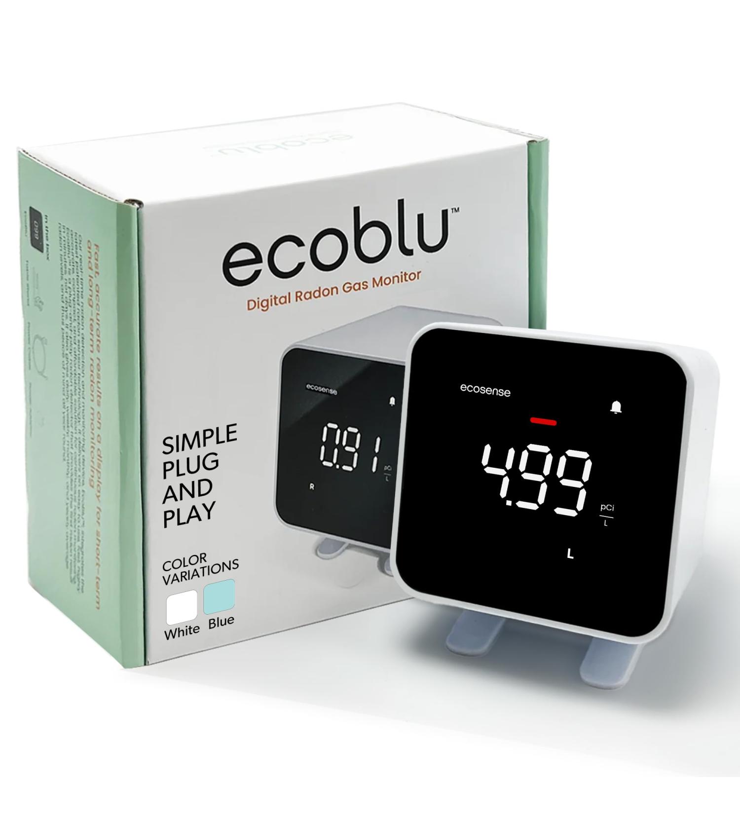 Ecosense EB100 Ecoblu Home Radon Detector - Continuous Monitoring Easy to Use Accurate Results Every 10 Minutes - International Shipping - Buy Online on SooperMarket.com