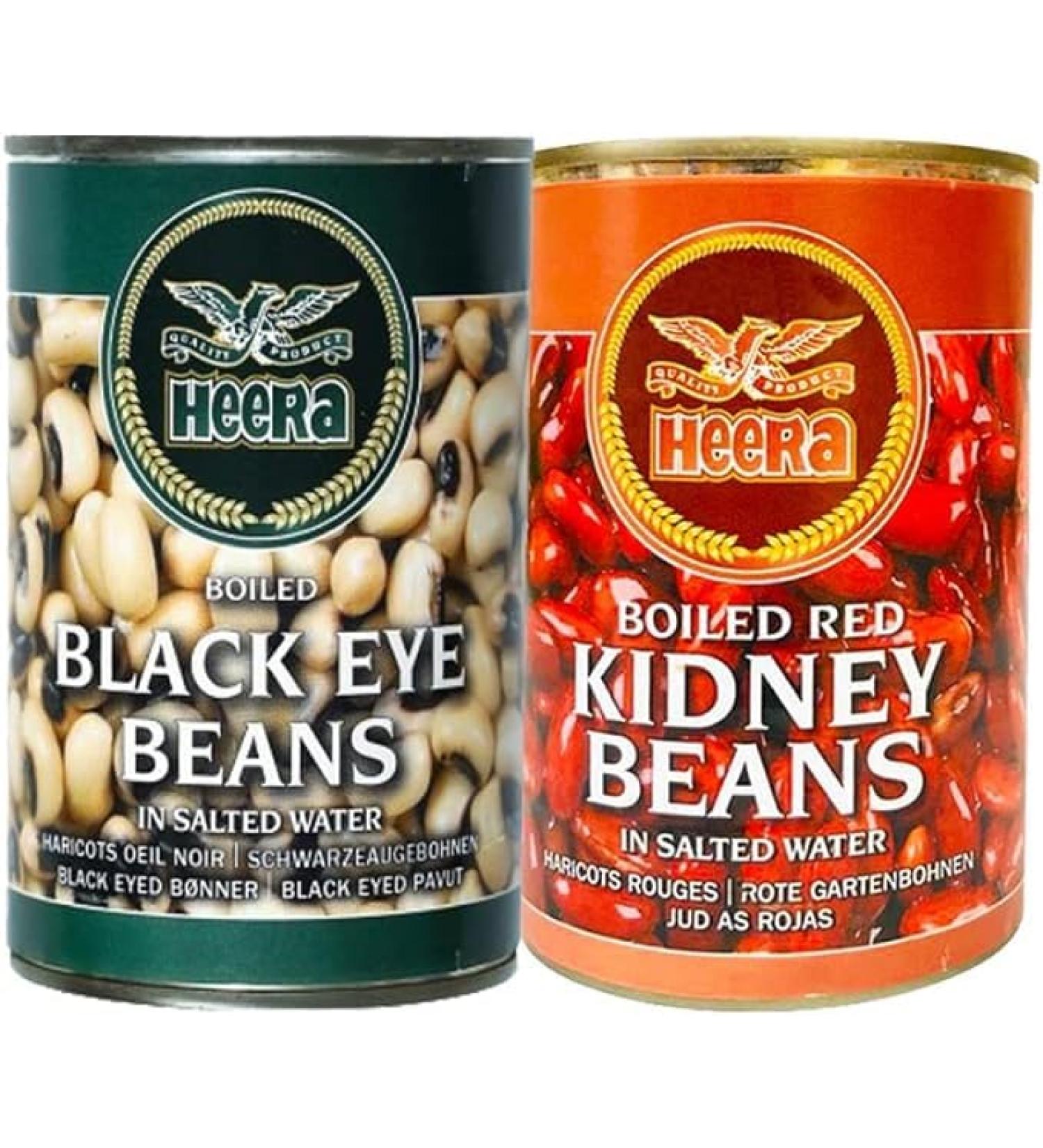 Seelans Superstore Heera Beans Tin Combo |Heera Red Kidney Beans Tin 400g | Heera Black Eye Beans Tin 400G |High Protein | Vegan |Ready to Cook | Indian Origin - Buy Online on SooperMarket.com