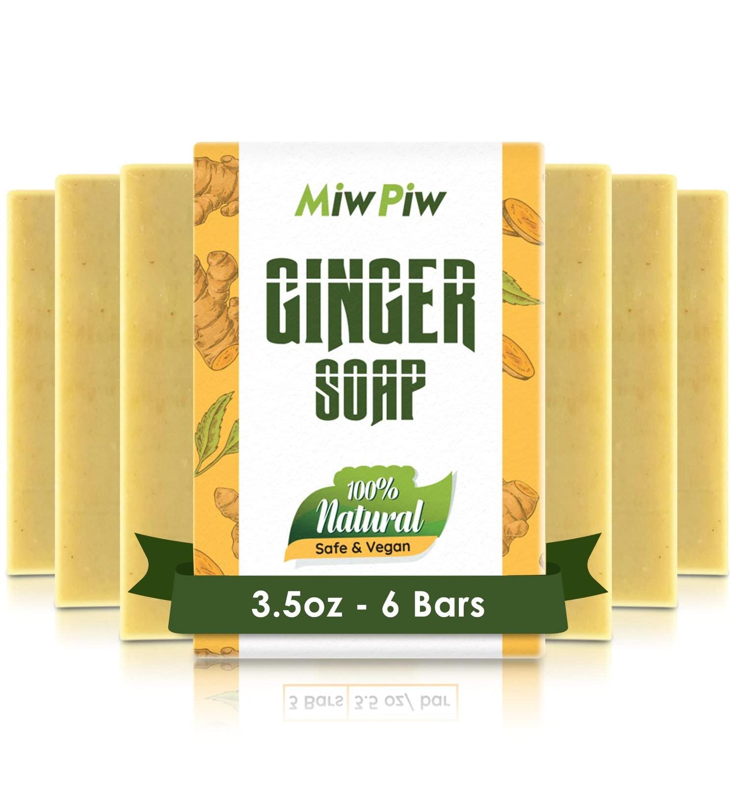 Miw Piw Ginger Soap Lymphatic Drainage Pack 6 - Anti-Cellulite & Skin Tightening Formula - Natural Detox Soaps for Deep Cleansing & Rejuvenation - Type B - Buy Online on SooperMarket.com