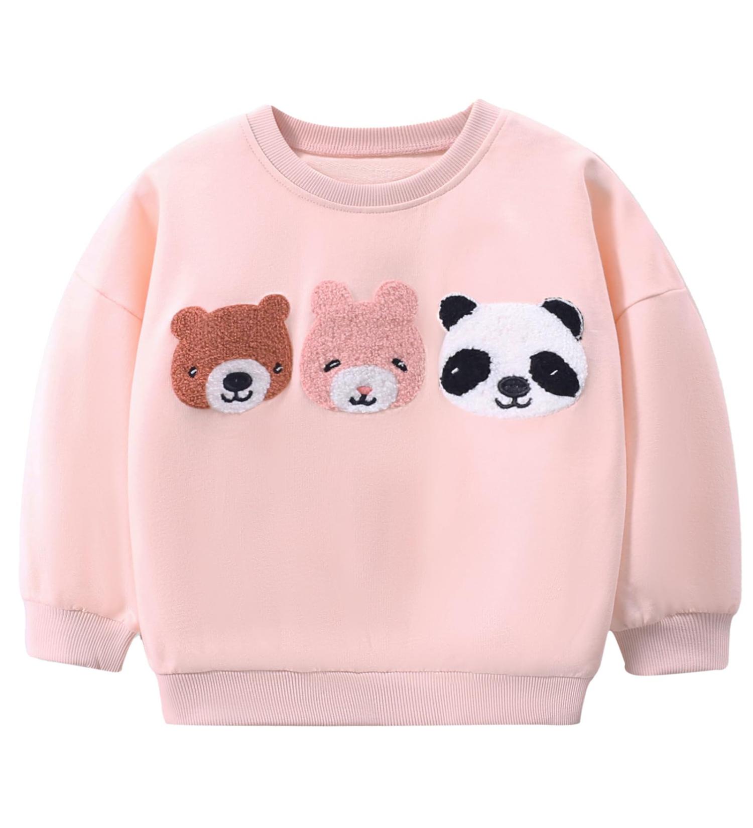 Girls Cotton Sweatshirt - Long Sleeve Pullover for Kids Age 5-6 Years - Toddler Casual Jumper T-Shirt - Bears Design - Ages 1-12 - Buy Online on SooperMarket.com