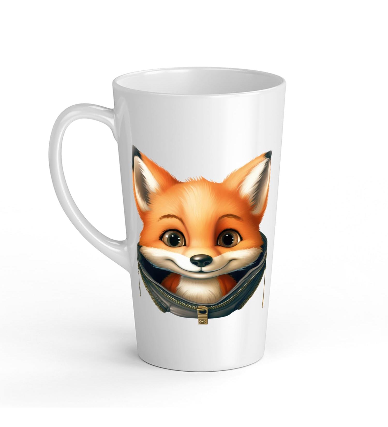 White Ceramic Baby Fox Mug - Large 483 ml Perfect for Hot Chocolate or Milk Fun and Easy to Use