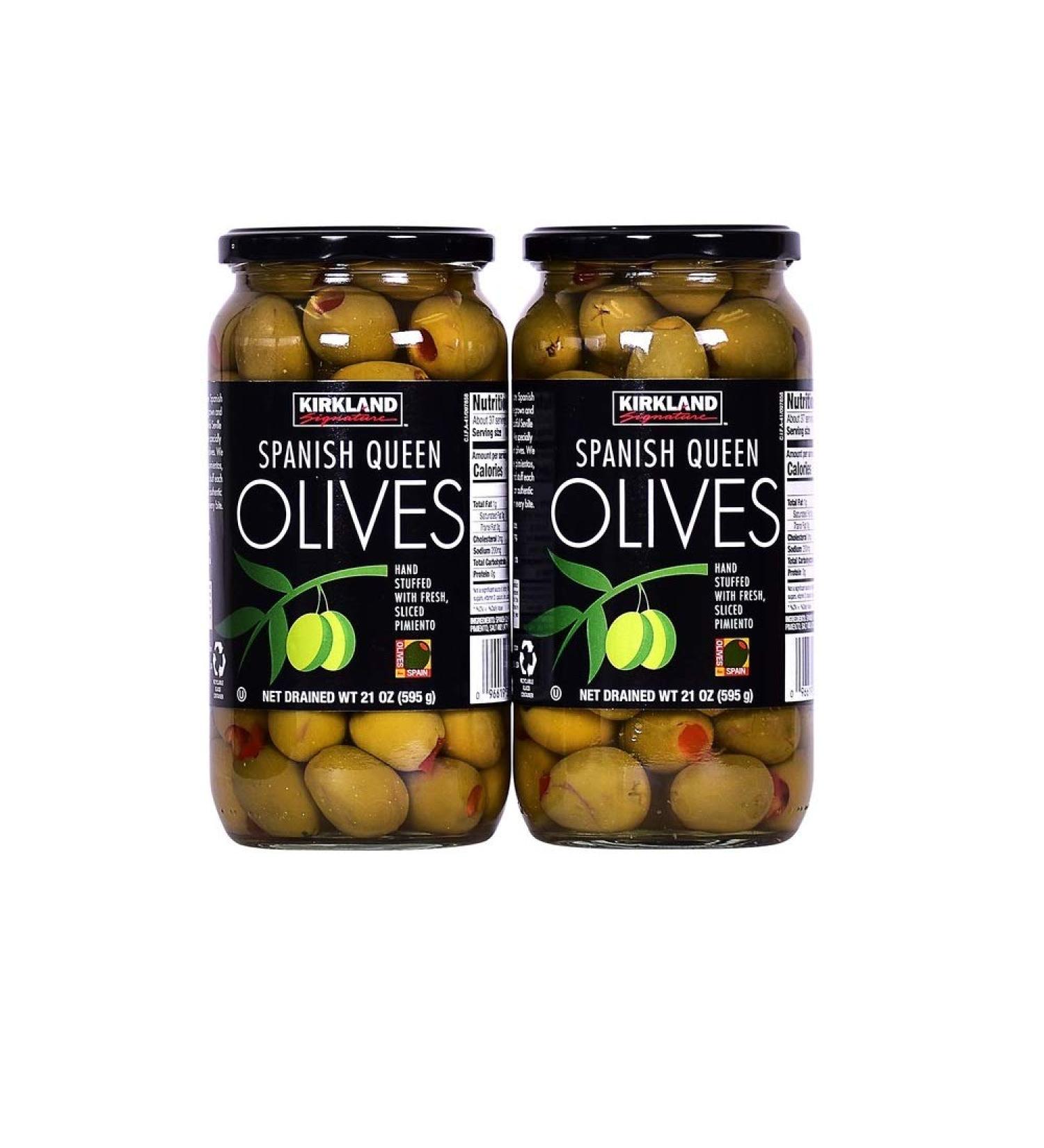 Kirkland Signature Pimento Stuffed Spanish Queen Olives 21 oz. Jars x 2 Jars