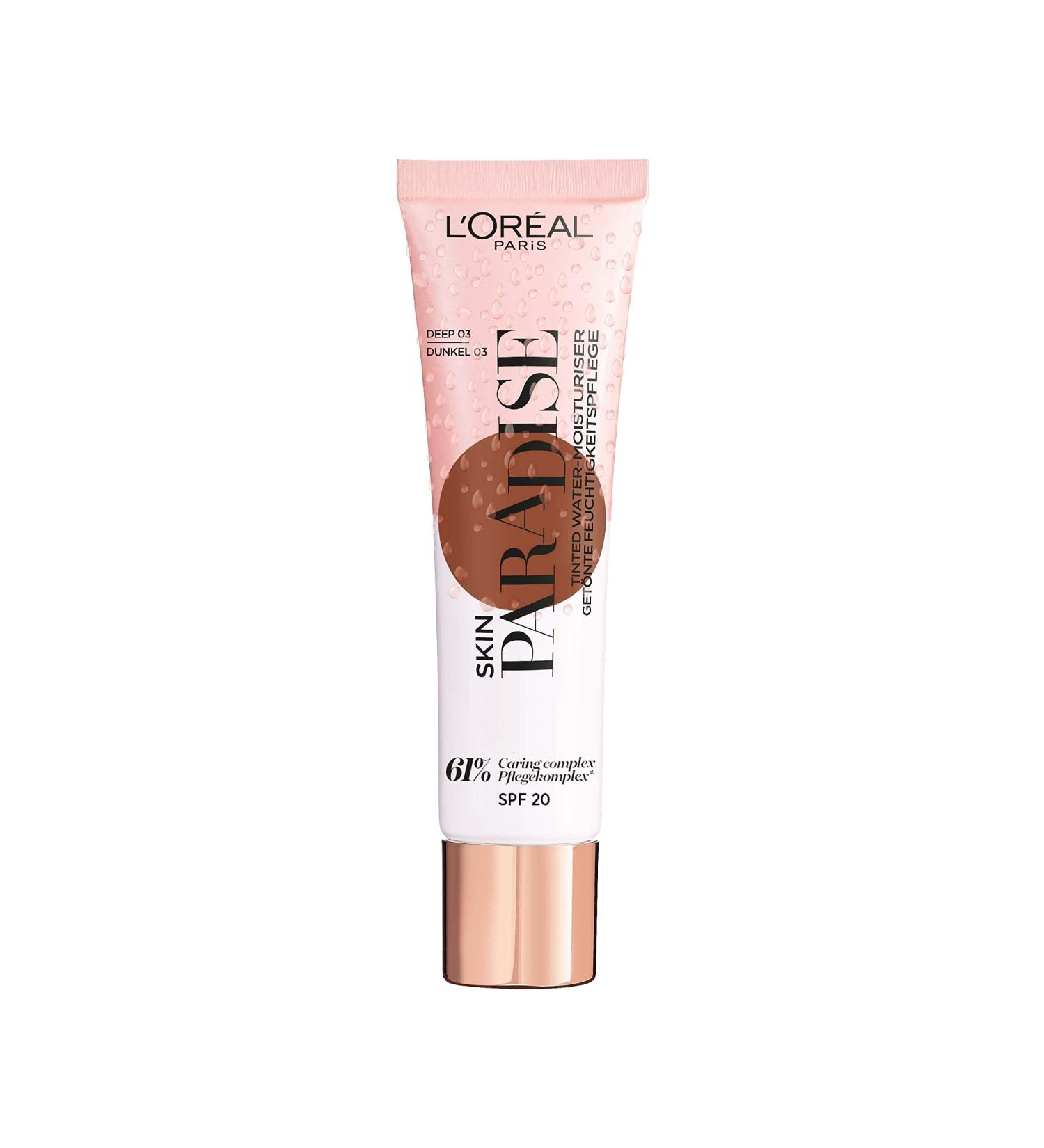 L'Oreal Paris Skin Paradise Tinted Moisturiser Up to 24h hydration SPF20 03 Deep 0.039 kg 03 Deep 30 ml (Pack of 1) - Buy Online on SooperMarket.com