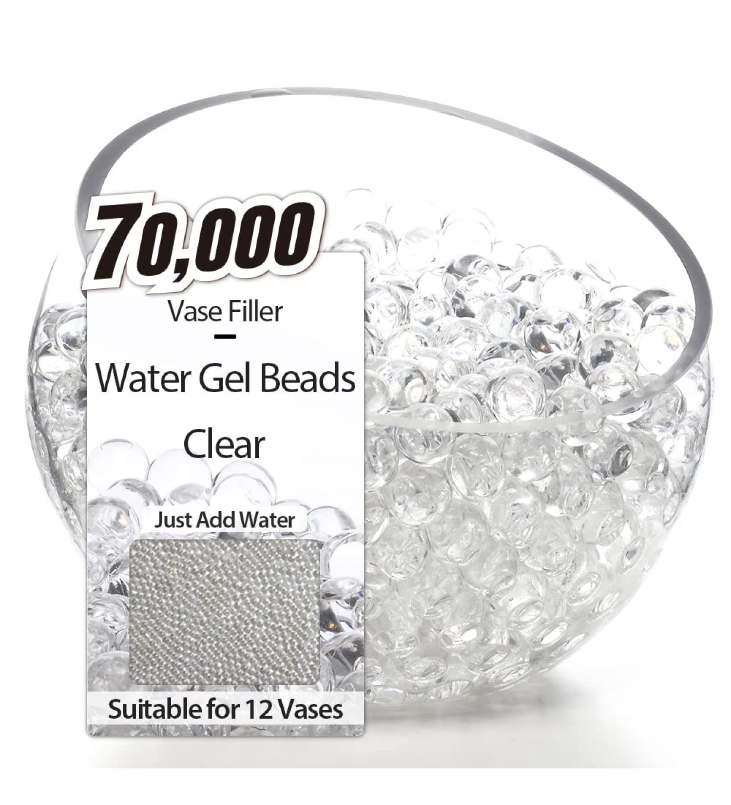 Clear Water Gel Beads for Vases - 70,000 Pcs | Transparent Pearls for Vase Filler, Floating Pearls & Candles, Wedding Centerpiece Decor - Buy Online on SooperMarket.com