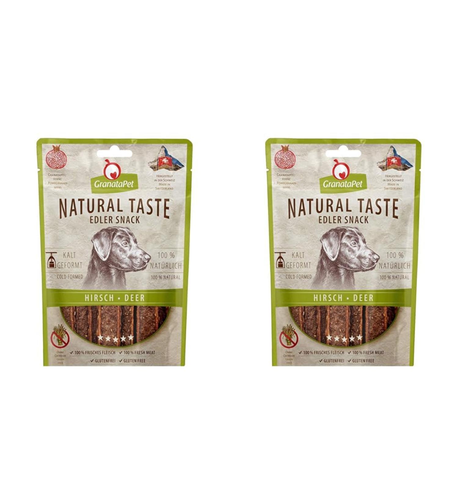 Granatapet Natural Taste Noble Snack Hirsch | Grain-Free & Sugar-Free Dog Treats | Tasty Reward for Dogs | 90g (2 Pack) - Buy Online on SooperMarket.com