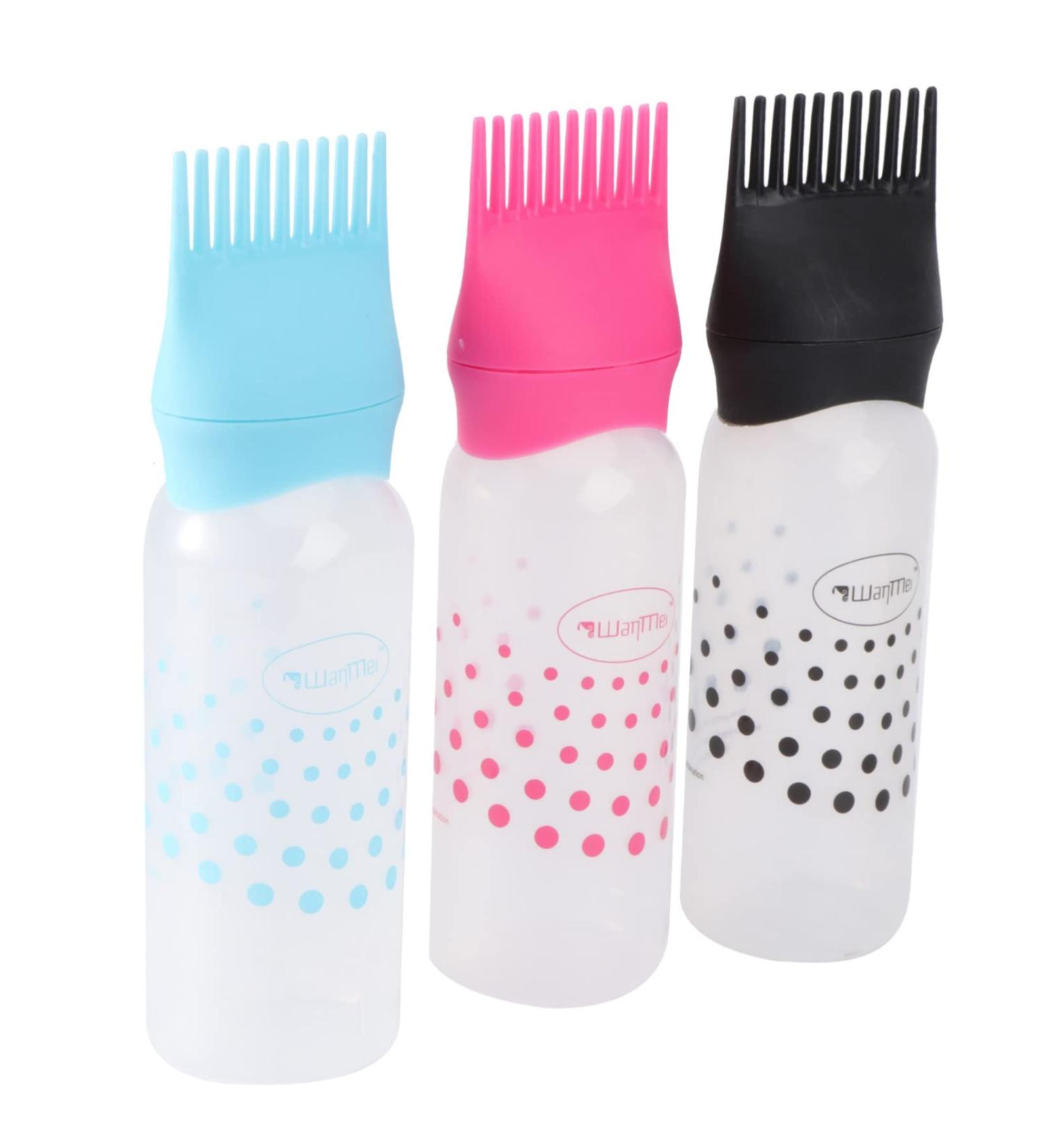 SOLUSTRE Hair Applicator Bottle 3pcs Root Comb Applicator Bottle Hair Color Applicator Bottle Squeezable Hair Oil Bottle Brush for Home Salon Hair Dye (Black Rosy and Blue) Hair Oils As Shown - Buy Online on SooperMarket.com
