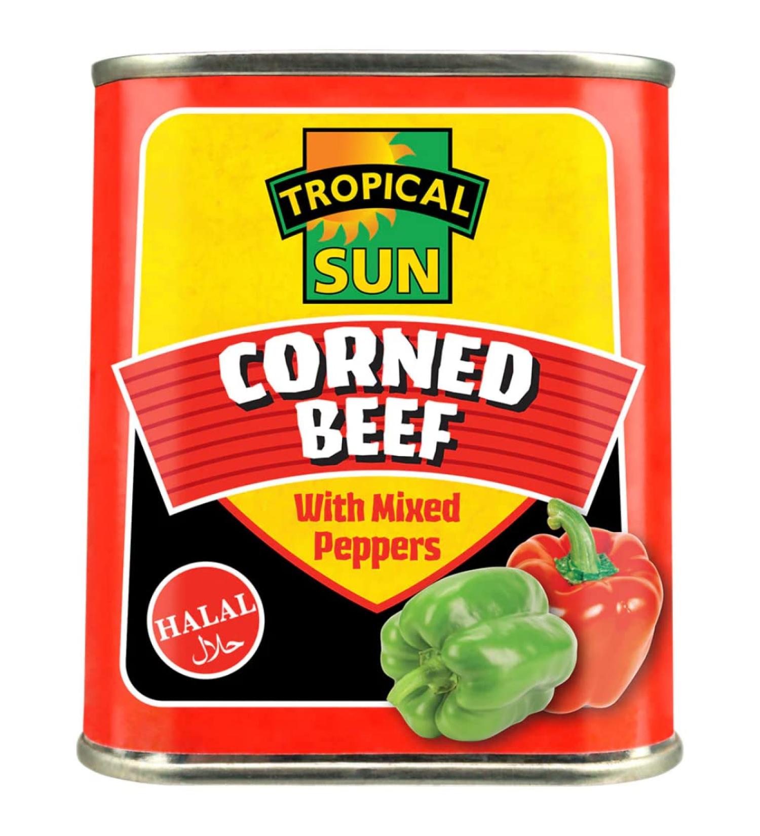 Tropical Sun Corned Beef Mixed Peppers Halal 12 x 340g