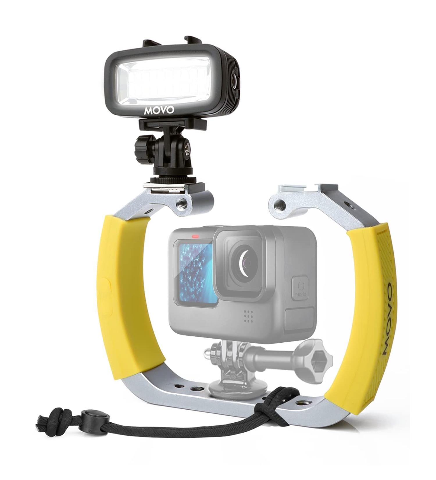 Movo DiveRig4 Diving Rig Bundle with Waterproof LED Light - GoPro and DJI Osmo Action Cam Compatible - Scuba Accessories for Underwater Photography - Buy Online on SooperMarket.com