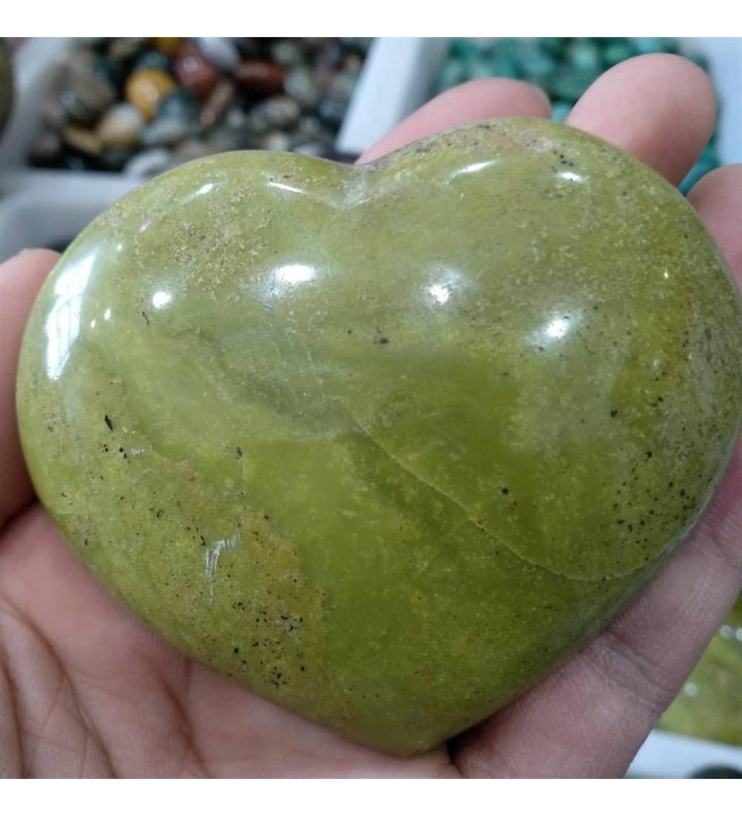 Natural Green Opal Carved Heart raw Gemstone Crystal FUZEGRDLI - Buy Online on SooperMarket.com