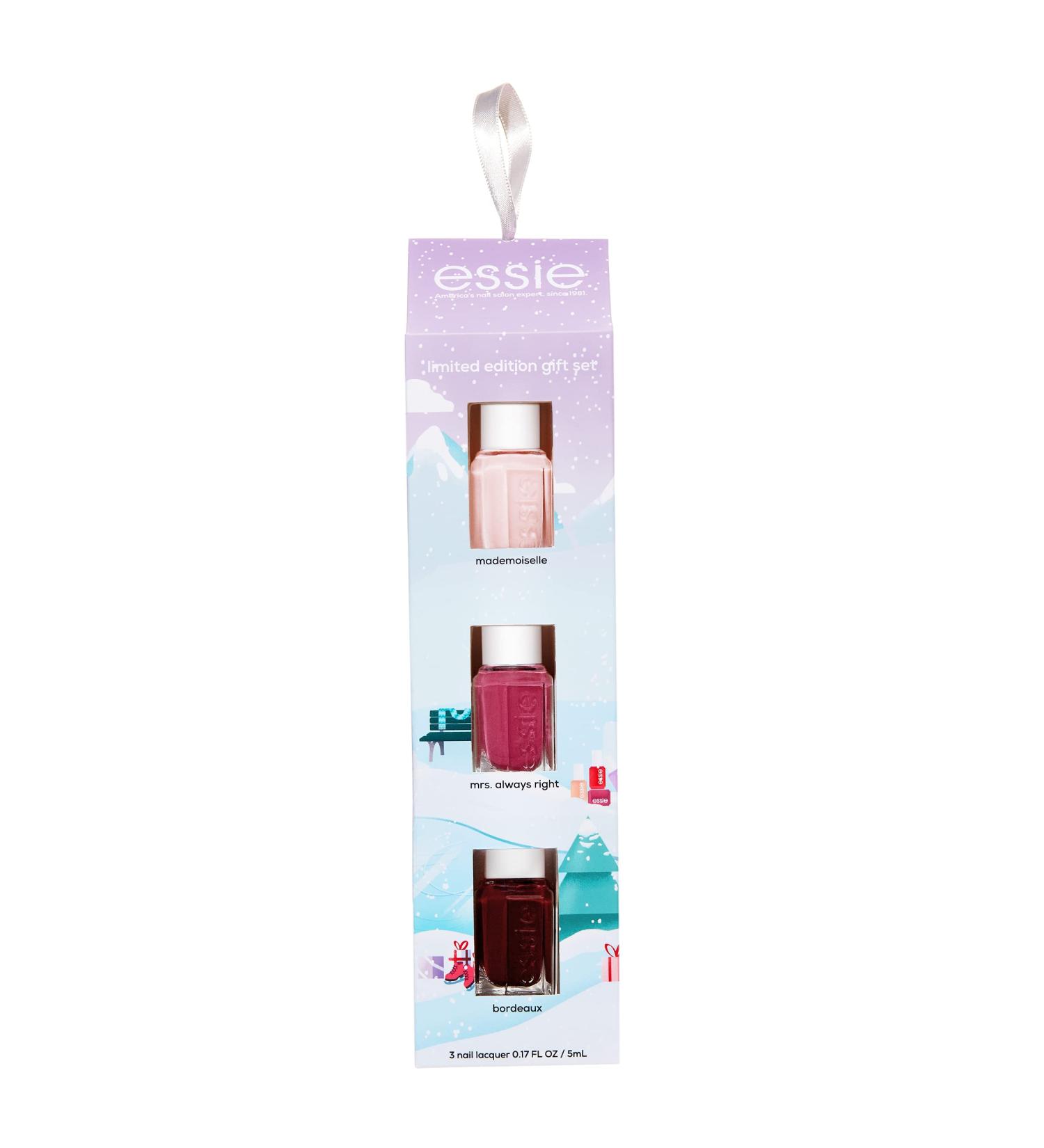 essie Holiday Mini Nail Color Gift Set - Mrs. Always Right, Mademoiselle, Bordeaux - 3 Piece Set - Buy Online on SooperMarket.com