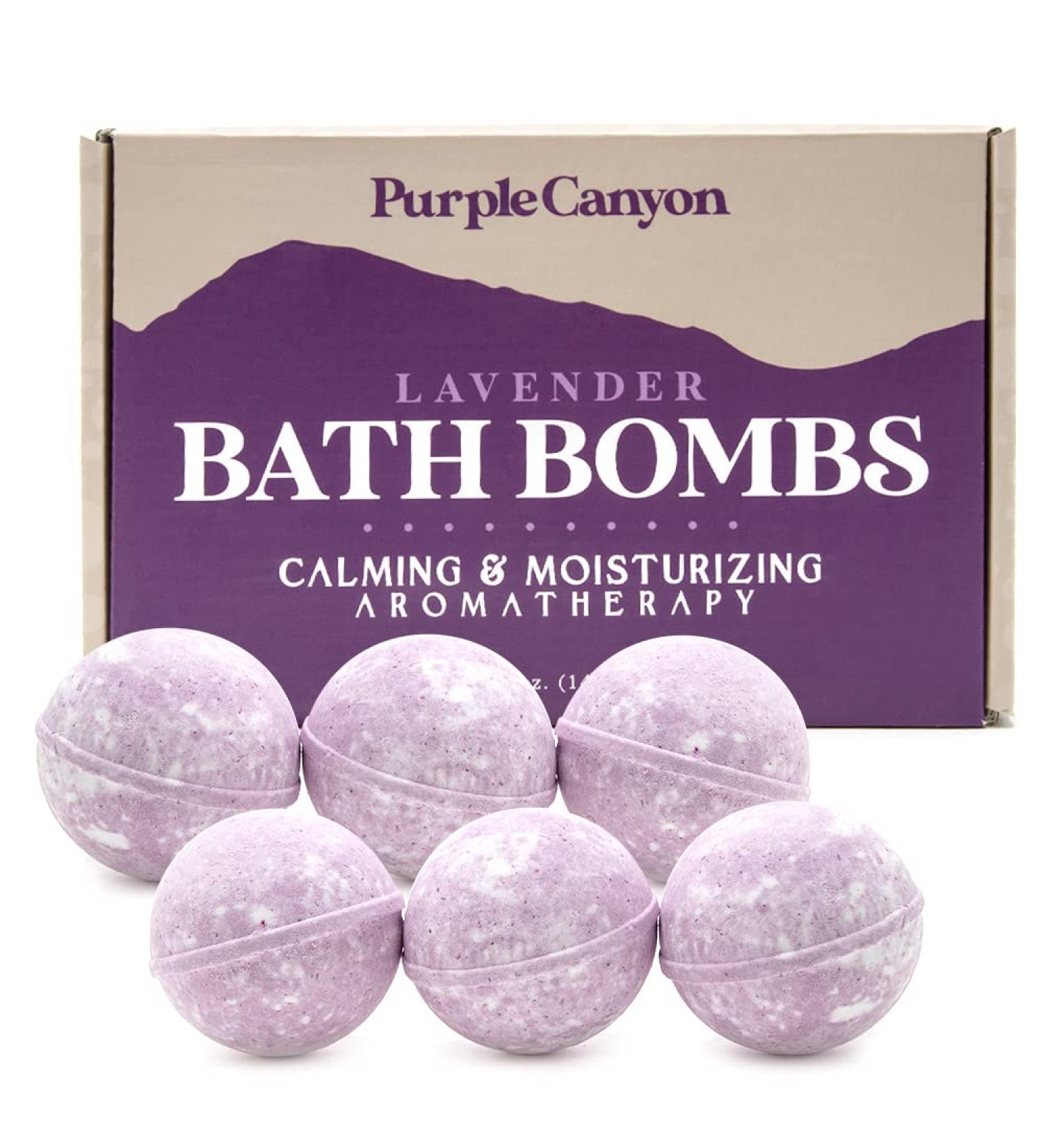 Purple Canyon Lavender Bath Bombs - Relaxing Natural Self Care Gift for Women - Buy Online on SooperMarket.com