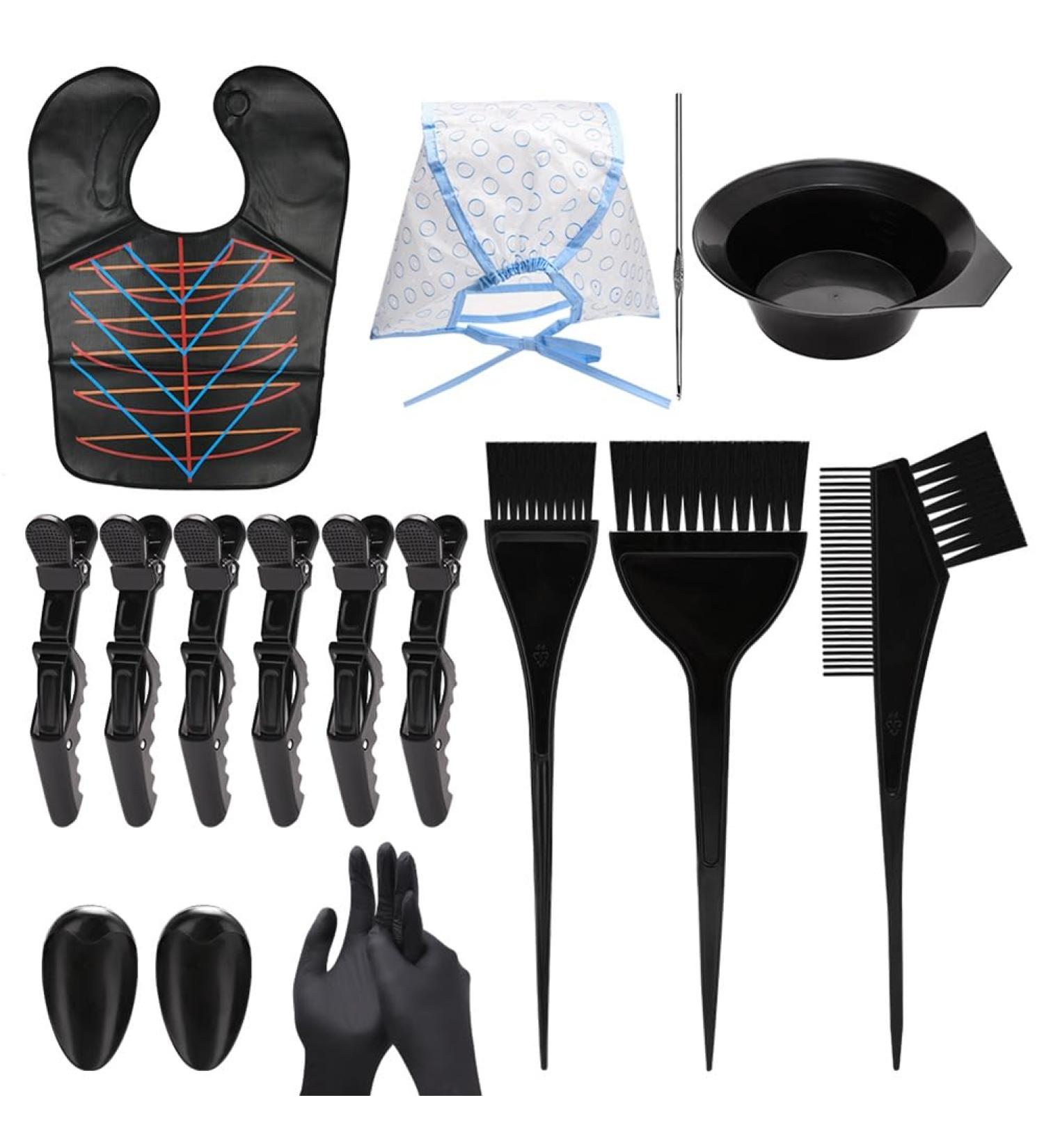 carrub 16 Pieces Hair Dye Coloring Kit- Hair Tinting Bowl Hair Agitator Dye Brush Ear Cover Hairpin Hair Coloring Cape - Buy Online on SooperMarket.com