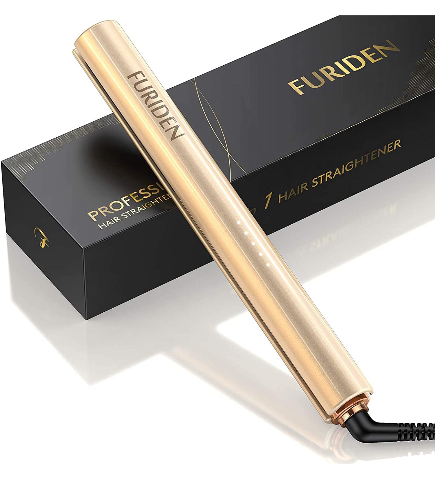 2-in-1 Hair Straightener & Curler for Black Women - Professional Ionic Flat Iron, 1 Inch Gold - Buy Online on SooperMarket.com