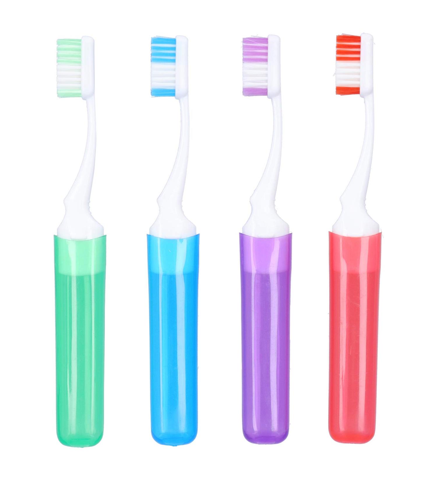 Portable Toothbrush 4 Pack - Fine Hair Oral Cleaning for Travel & Stain Removal - Buy Online on SooperMarket.com