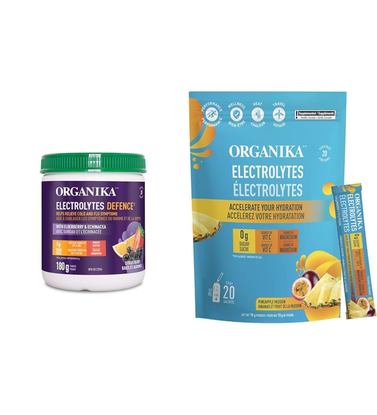 Organika Electrolytes Defence with Elderberry and Echinacea- Citrus Berry & Electrolytes Powder- Pineapple Passionfruit Sachets- On the Go Hydration and Electrolyte Replenishment 3.5g x 20ct Defence + Electrolytes Powder - Buy Online on SooperMarket.com