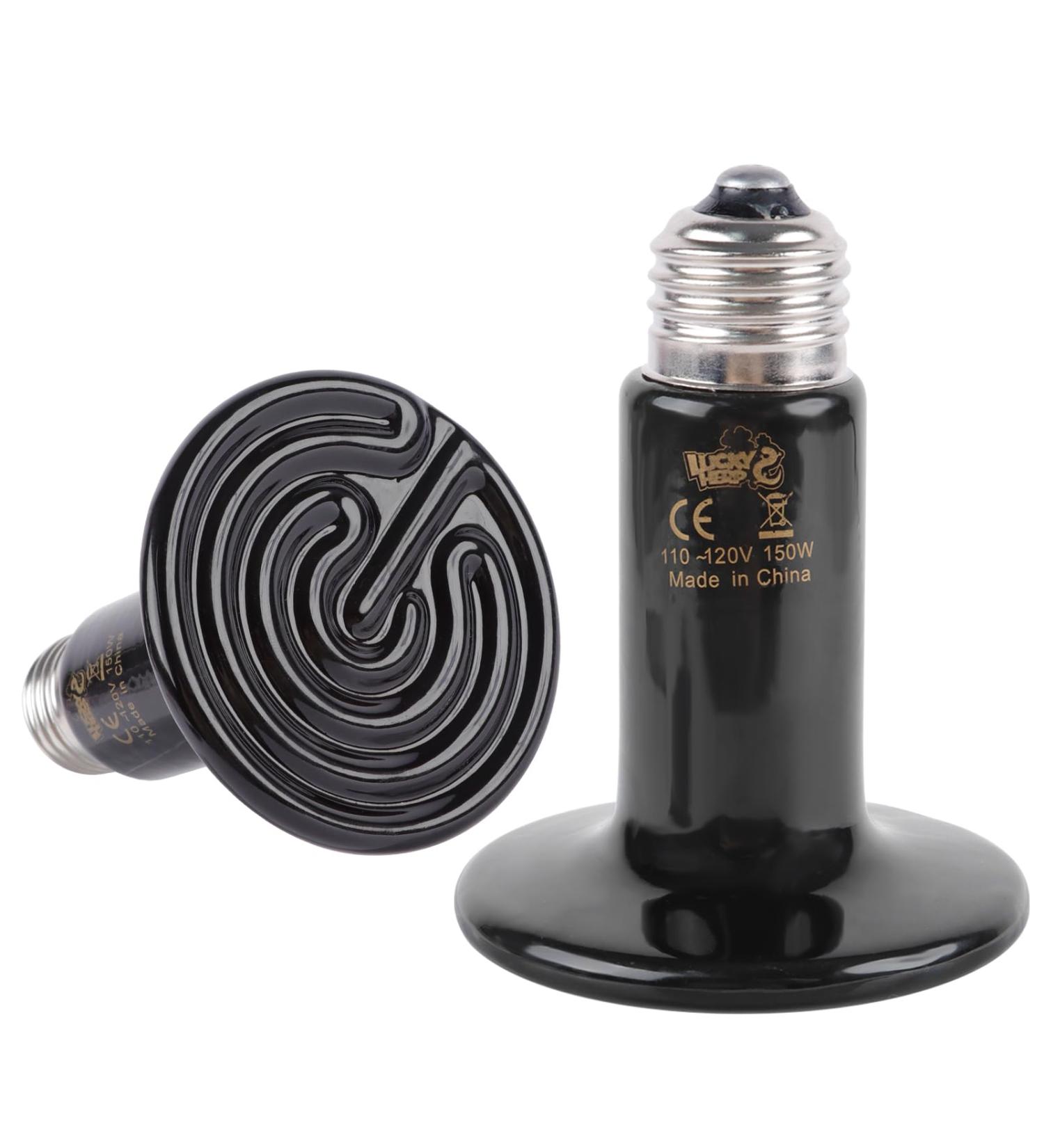 LUCKY HERP Ceramic Heat Emitter 150W 2 Pack Ceramic Heat Lamp for Reptiles Reptile Heat Basking Bulbs for Amphibian Bearded Dragon Turtle Chicken 150.0 Watts - Buy Online on SooperMarket.com