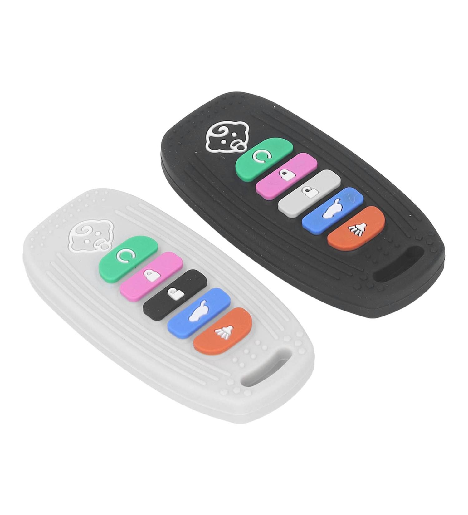 Soothing Silicone Teething Toys - 2Pcs Hanging Remote Control Shape Chew Toys 10x5cm - Buy Online on SooperMarket.com