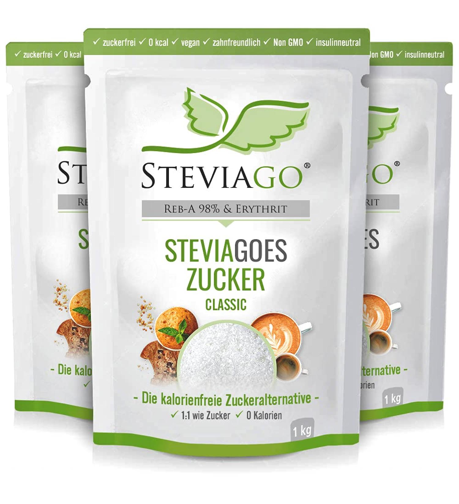 Buy STEVIAGOES Sugar Classic - 1:1 Sugar Substitute (Pack of 3 x 1kg) for International Shipping | Healthy Sweetener Alternative - Buy Online on SooperMarket.com