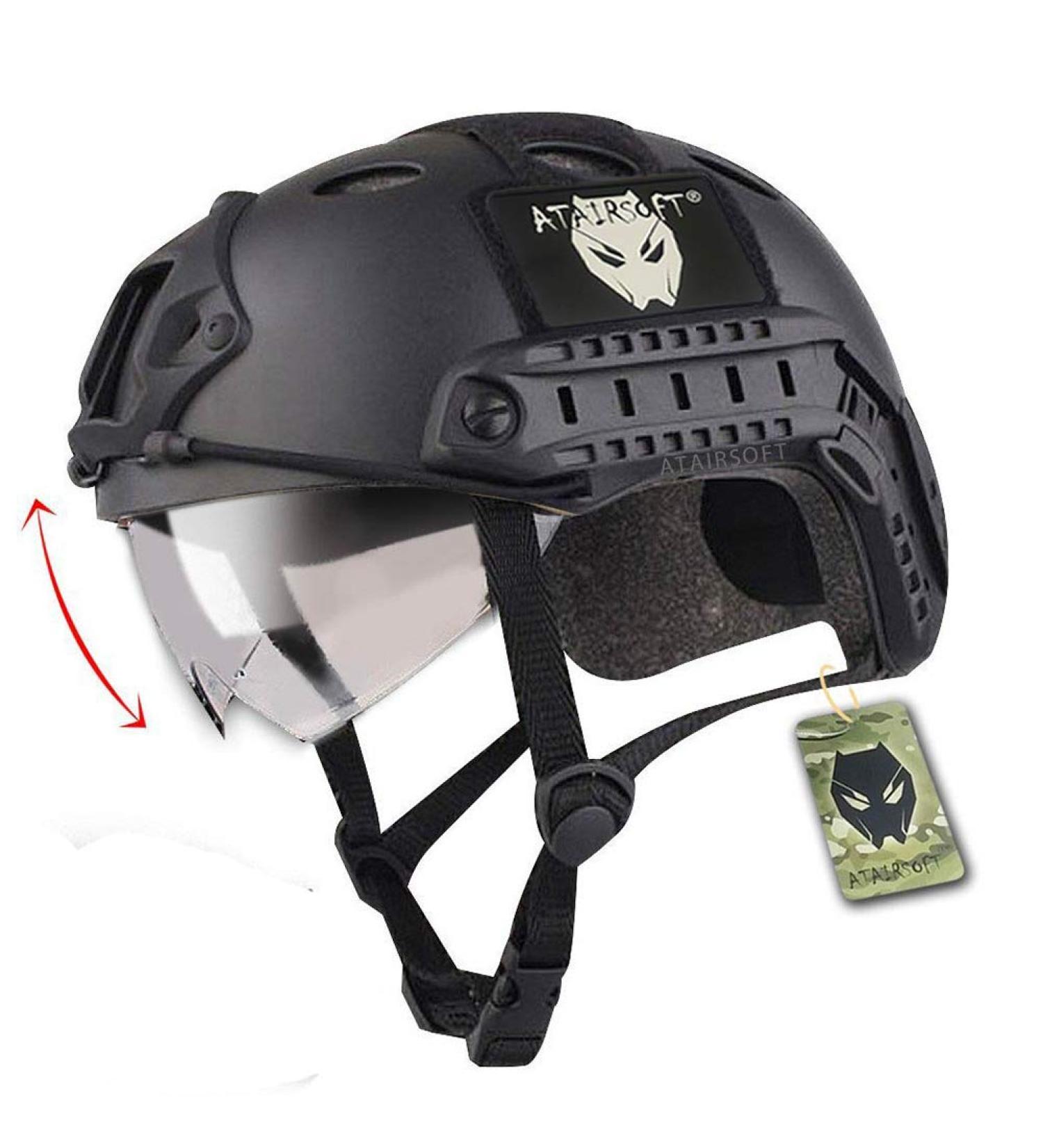 ATAIRSOFT PJ Type Tactical Fast Helmet with Visor Goggles - Black - Buy Online on SooperMarket.com