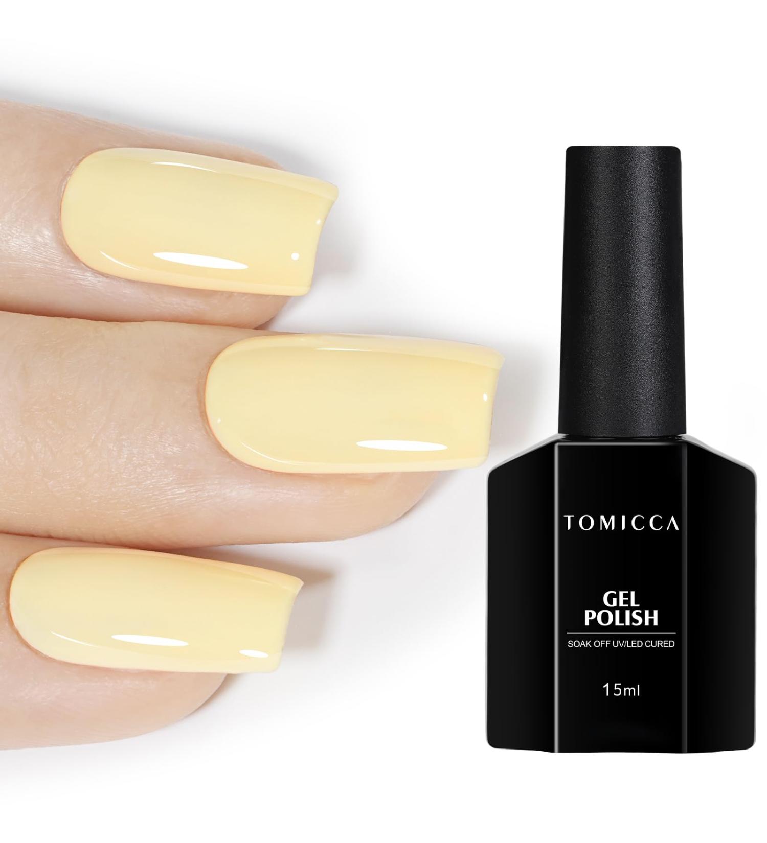 TOMICCA UV Nail Polish - Pastel Macaroon Yellow 15ml | Soak Off Gel Nail Art | Perfect for Professional & DIY Manicures - Buy Online on SooperMarket.com
