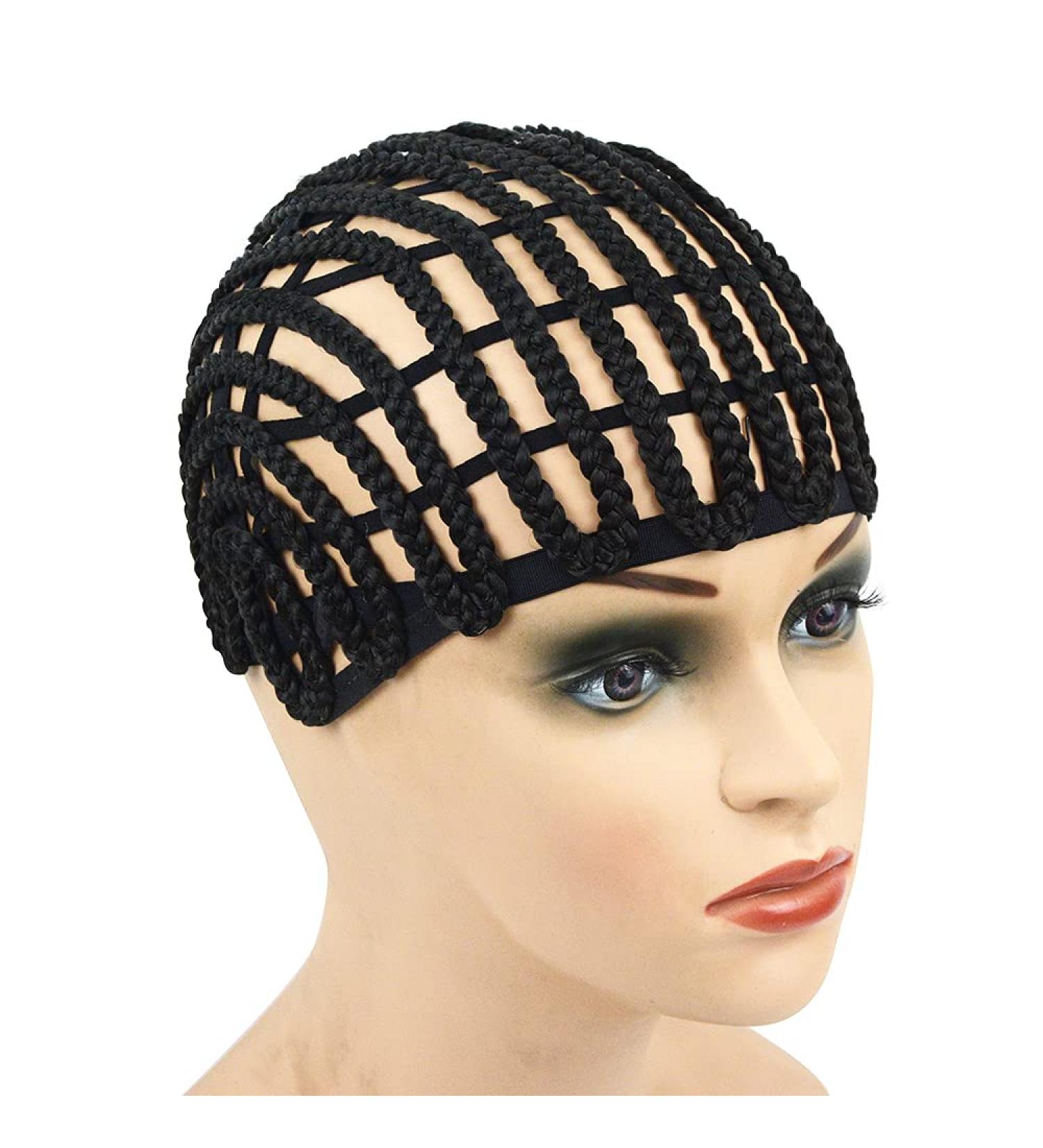 Adjustable Black Wig Cap with Elastic Band and Hair Clips for Braided Crochet Wig Making - Buy Online on SooperMarket.com