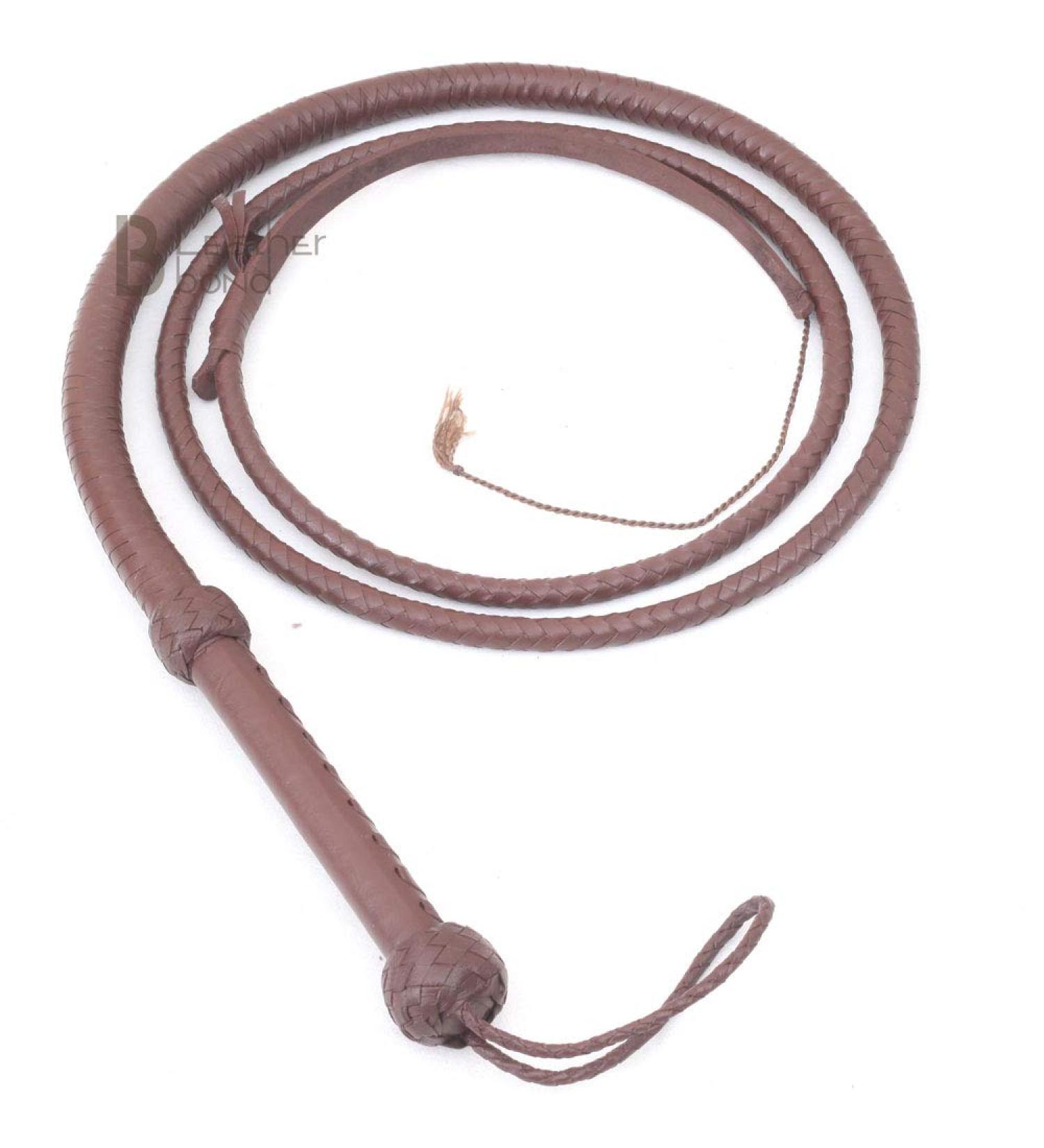 Indiana Jones Style 8 Foot & 10 Foot Dark Brown Leather Bullwhip 8 Strands Real Cowhide Leather Bull Whip 8 Feet - Buy Online on SooperMarket.com