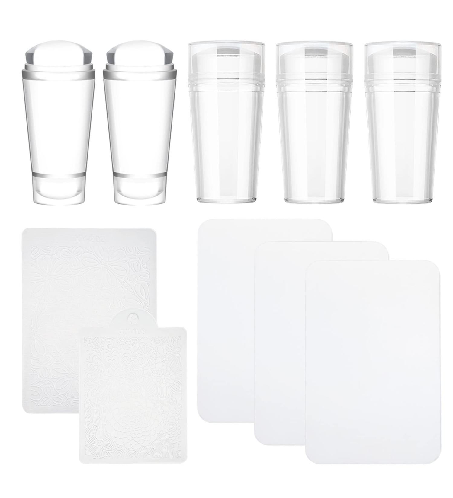 Allazone 9 PCS Clear Nail Stamper Double Sided Nail Art Stamper Clear Silicone Nails Stamping Jelly Nail Art Stamping Stamper for Manicure Tools 4 PCS - Buy Online on SooperMarket.com