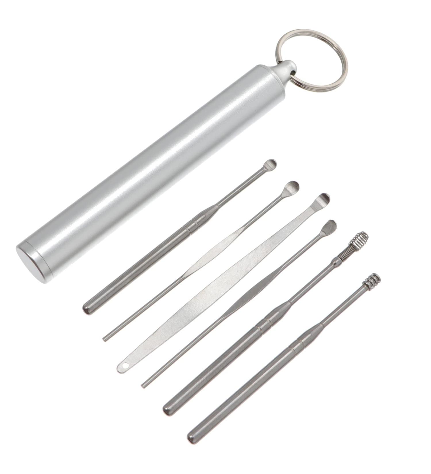Stainless Steel Ear Curette Picks Removal Kit with Storage Box - Home, Outdoor, Travel - Buy Online on SooperMarket.com