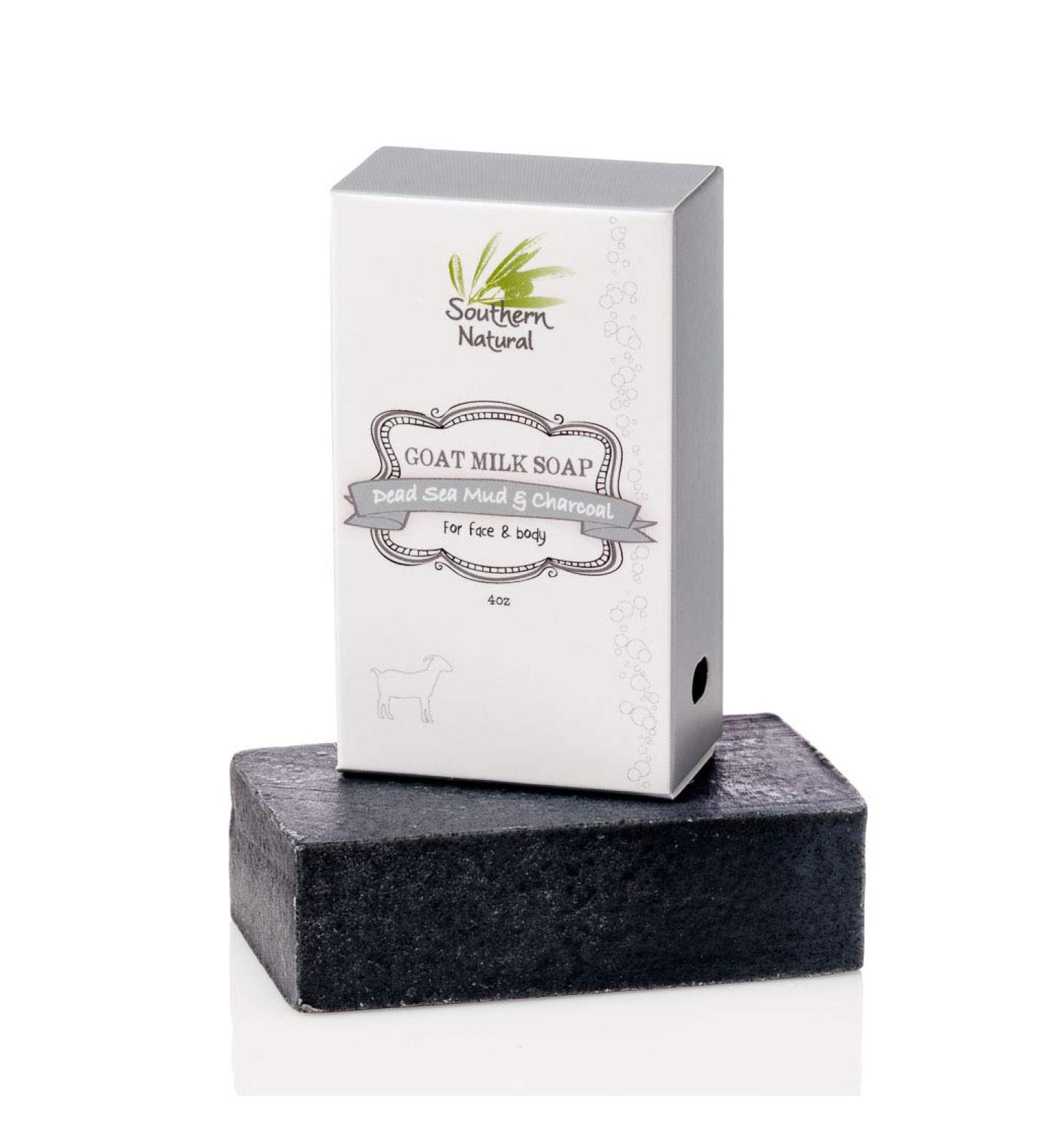 Activated Charcoal Soap Bar with Dead Sea Mud - All Natural Face & Body Soap for Dry, Sensitive Skin | Goat Milk & Peppermint Essential Oil | Men, Women, Teens | 4oz Bar - Buy Online on SooperMarket.com