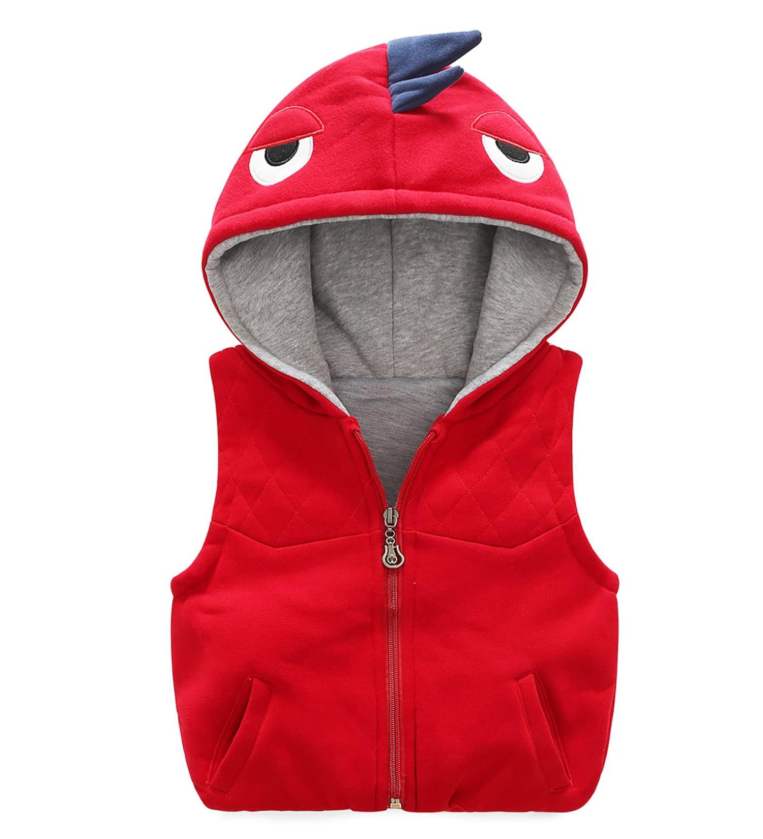 Kids Hooded Gilet Vest | Toddler Warm Sleeveless Jacket | Red | Size 5-6 Years/3'9 - 4'3 | 44-55lb - Buy Online on SooperMarket.com
