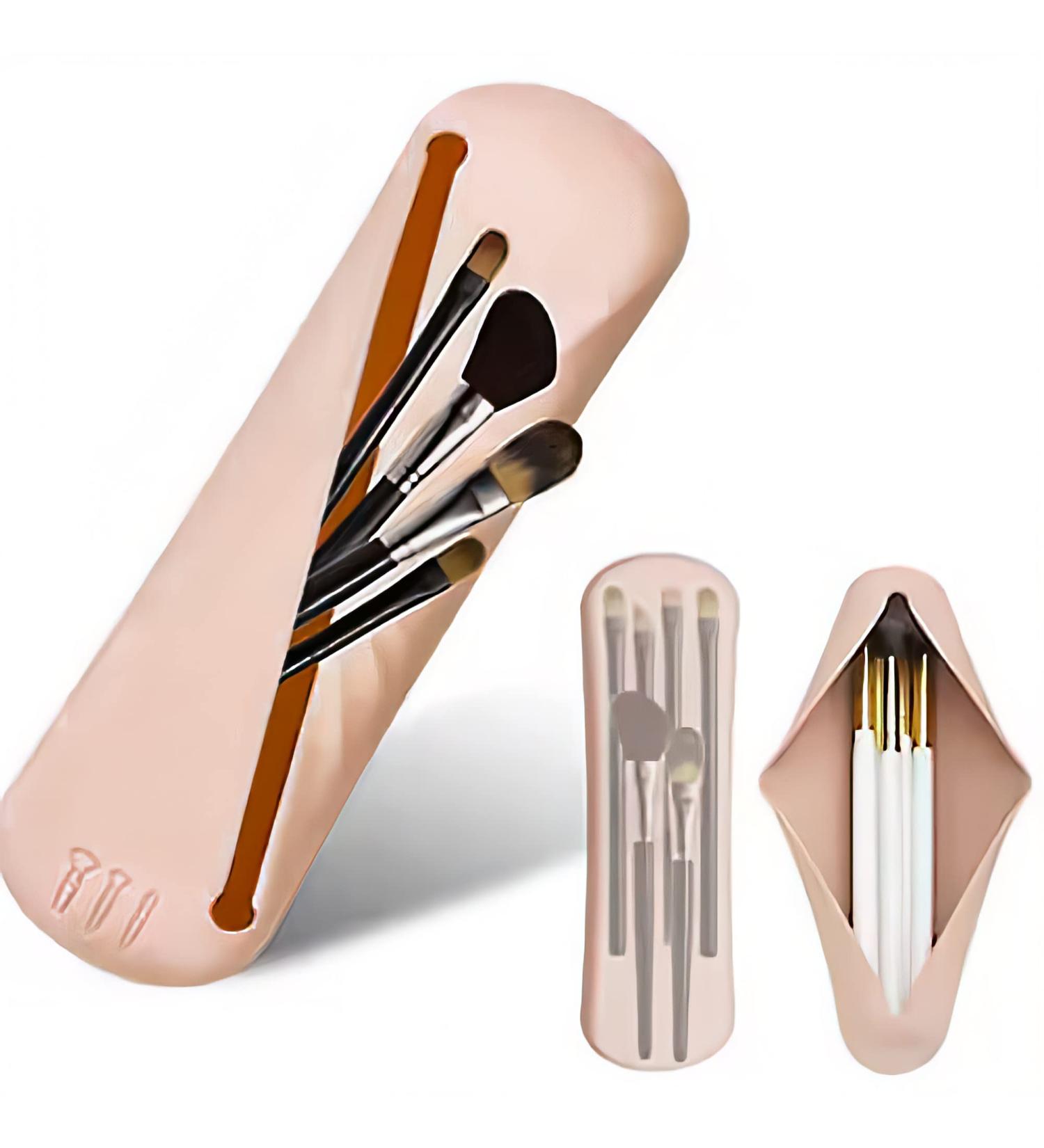XMASIR Travel Makeup Brush Holder - Portable Silicone Cosmetic Case Bag for Face Brushes - Soft Organizer for Travel (Khaki - Buy Online on SooperMarket.com