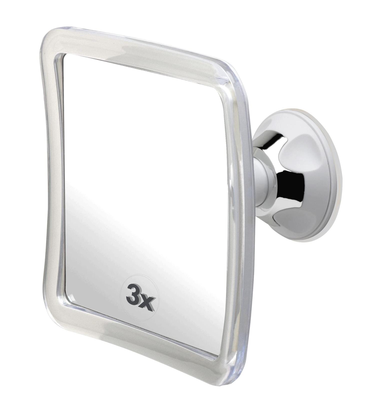 Fogless 3X Magnifying Shower Mirror with Suction Cup, Shatterproof Surface and 360 Swivel - 6.3 x 6.3 - Buy Online on SooperMarket.com